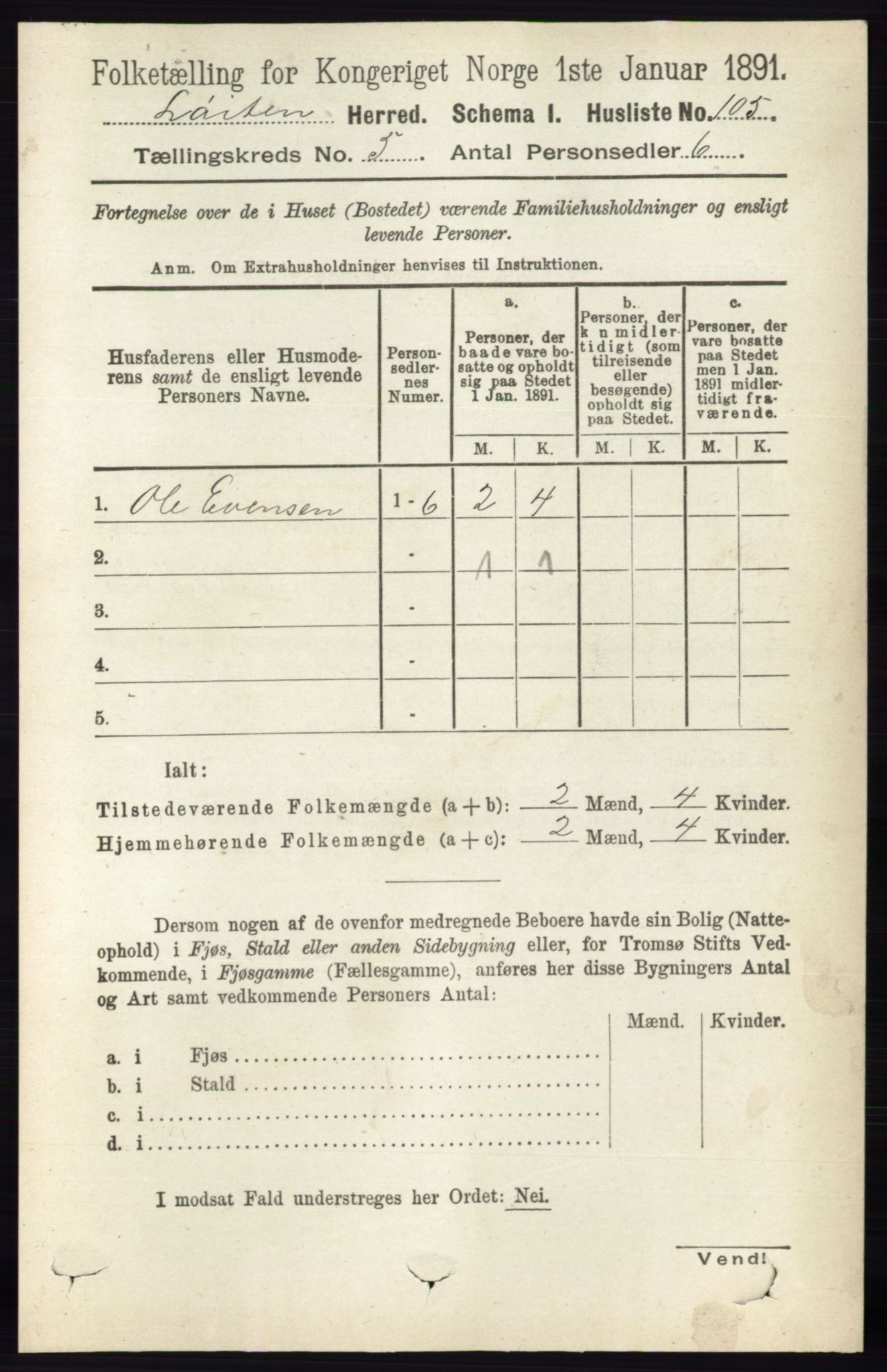 RA, 1891 census for 0415 Løten, 1891, p. 3410