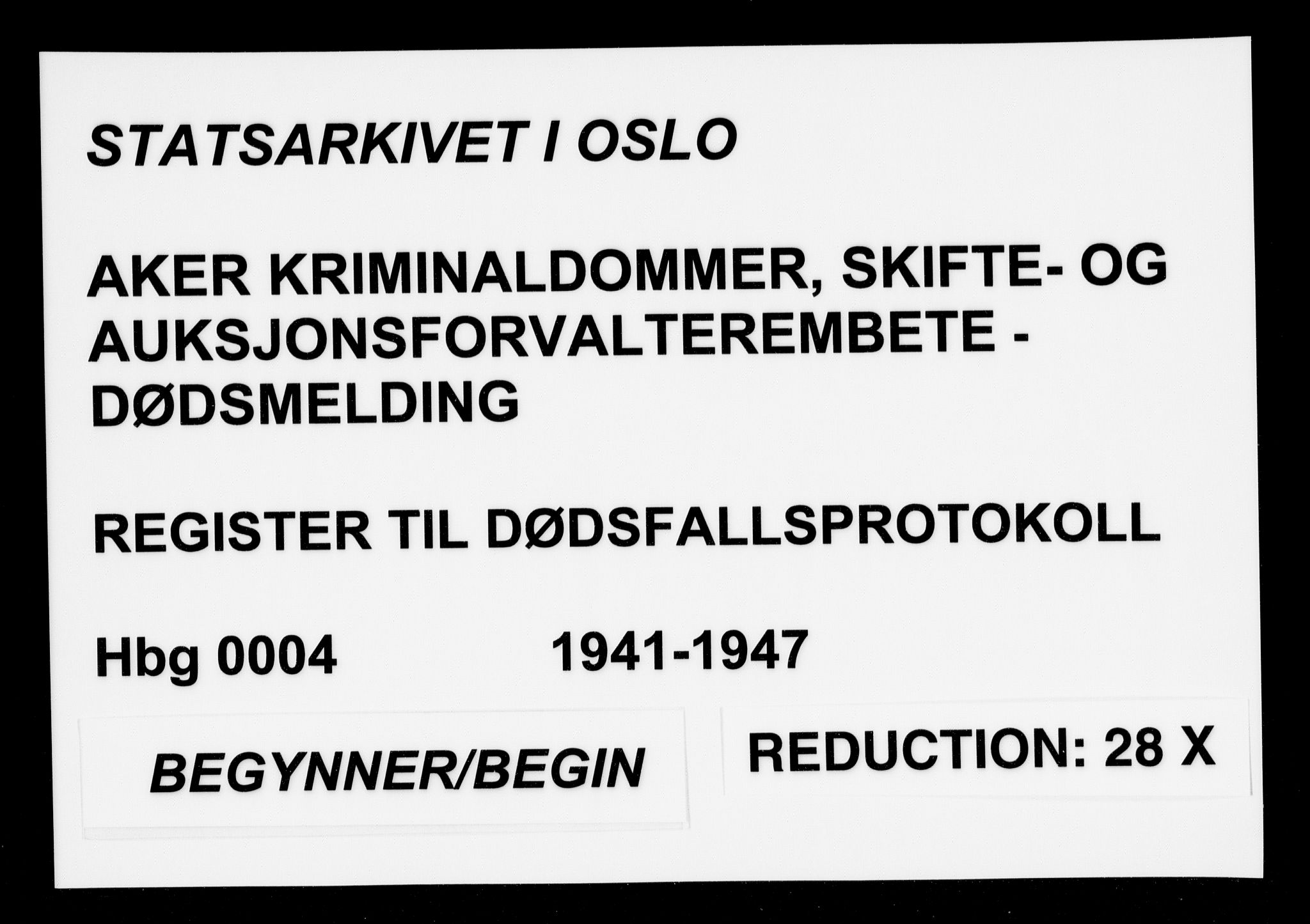 Aker kriminaldommer, skifte- og auksjonsforvalterembete, SAO/A-10452/H/Ha/Haa/L0004: Register til dødsfallsprotokoll, 1941-1947