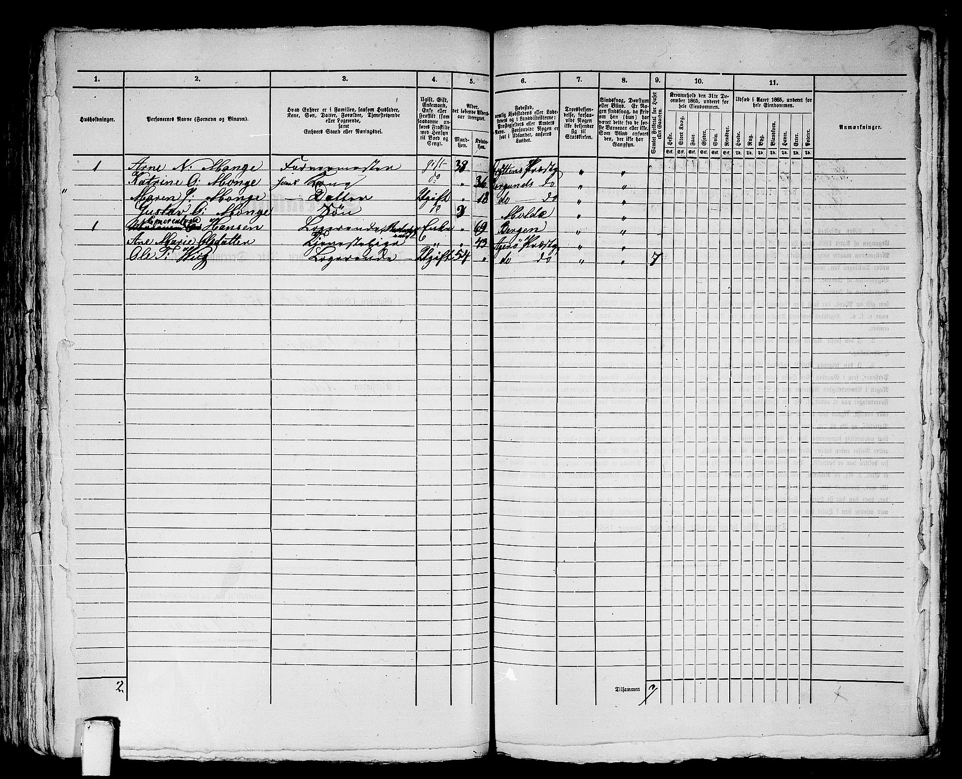 RA, 1865 census for Molde, 1865, p. 135