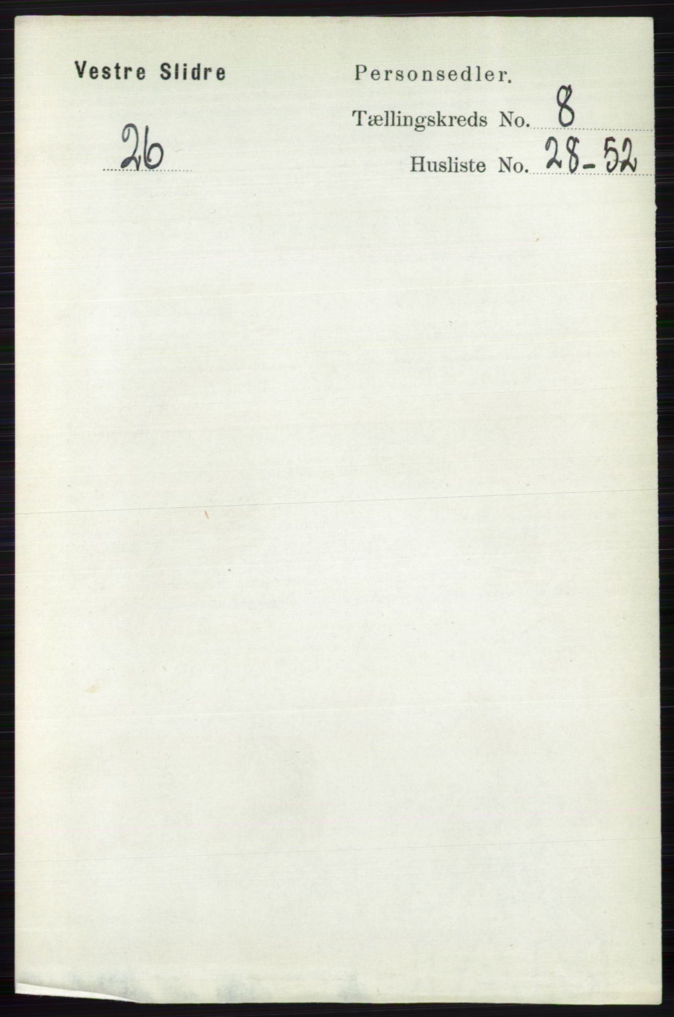 RA, 1891 census for 0543 Vestre Slidre, 1891, p. 3129