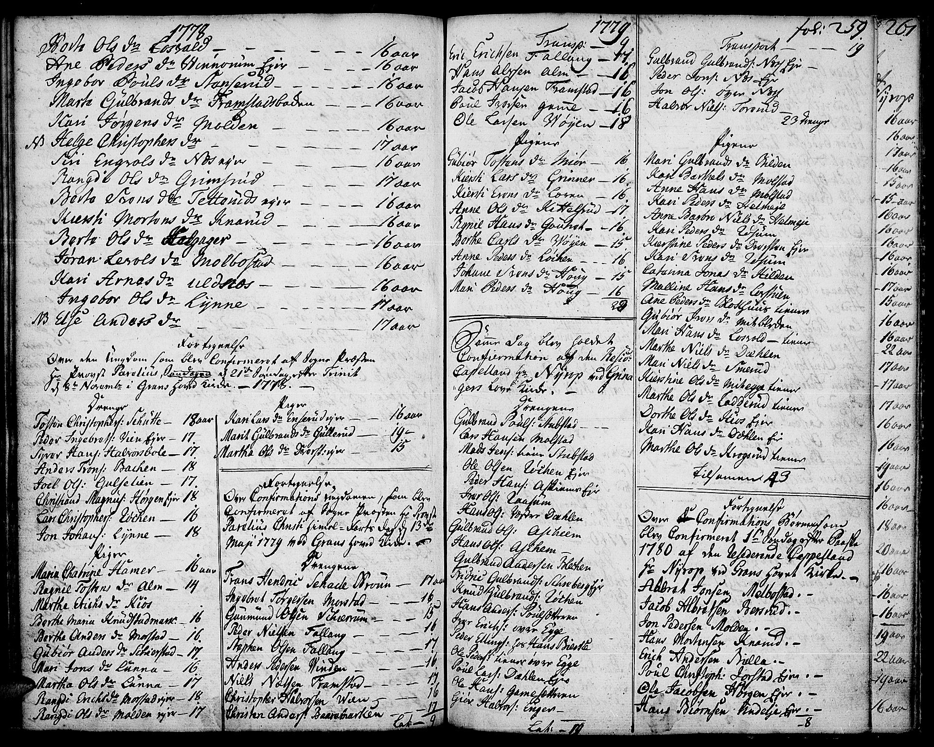 Gran prestekontor, SAH/PREST-112/H/Ha/Haa/L0005: Parish register (official) no. 5, 1776-1788, p. 259