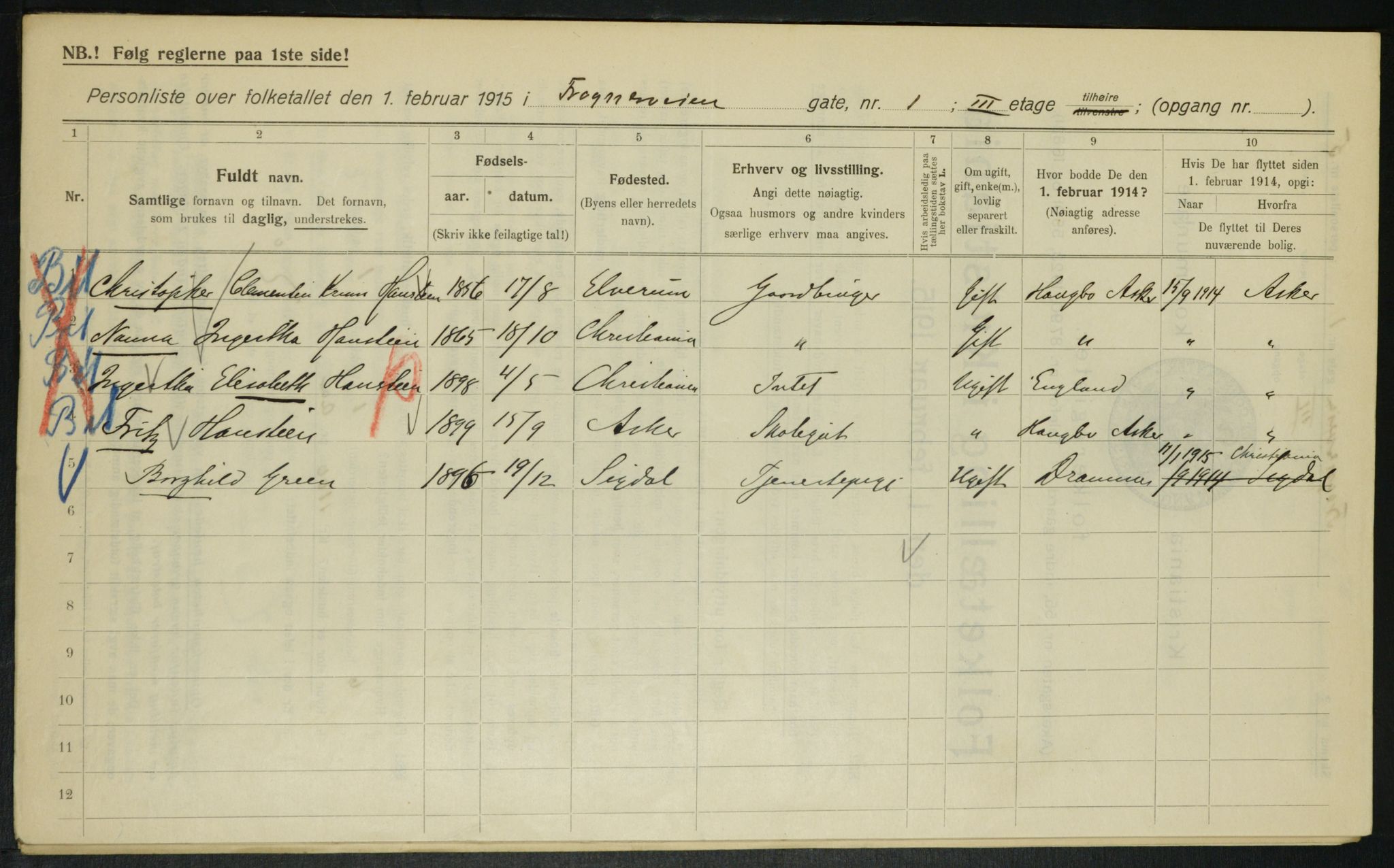 OBA, Municipal Census 1915 for Kristiania, 1915, p. 26780