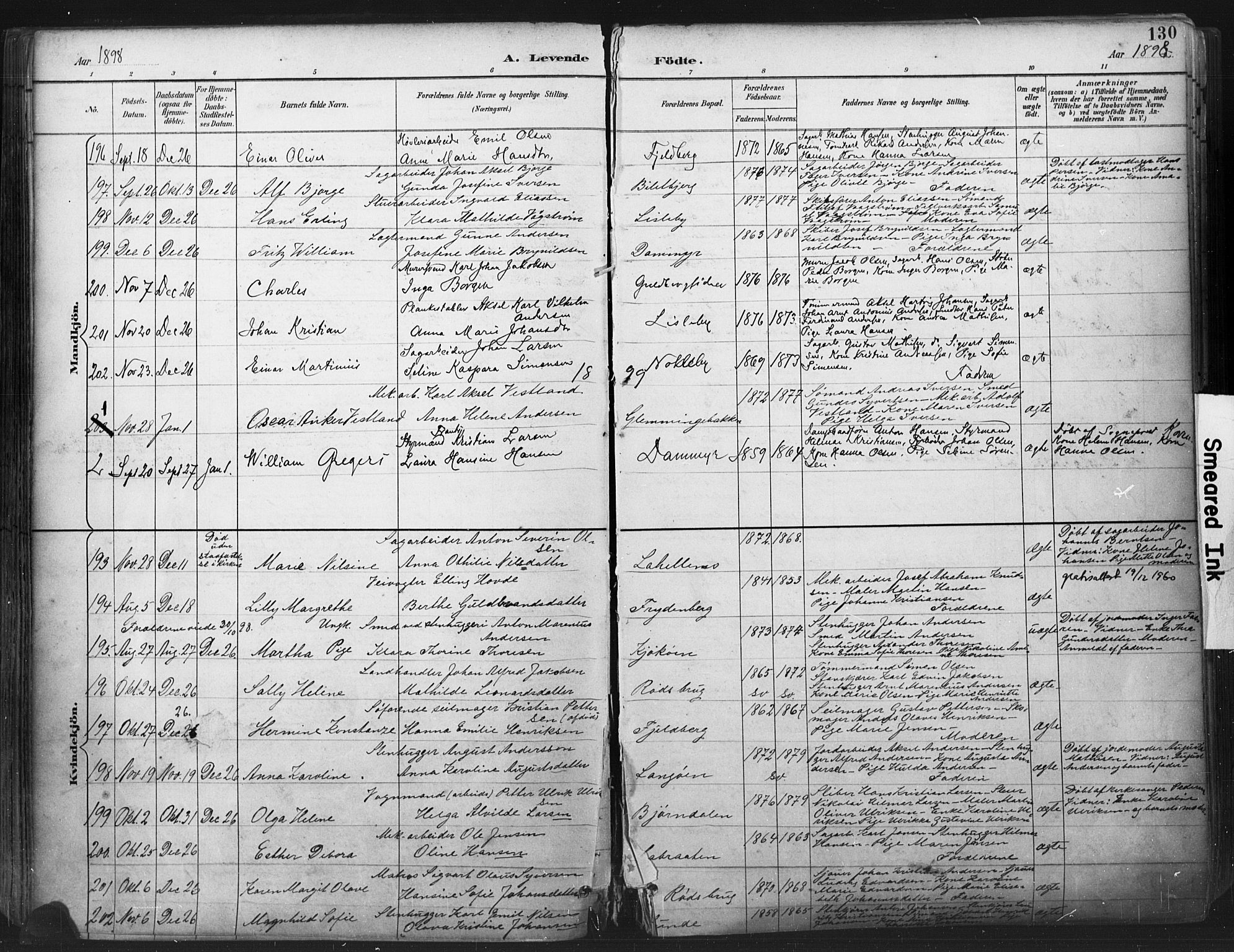 Glemmen prestekontor Kirkebøker, SAO/A-10908/F/Fa/L0013: Parish register (official) no. 13, 1892-1907, p. 130