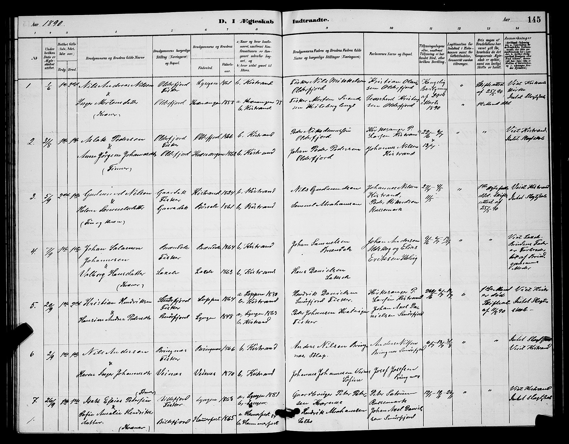 Kistrand/Porsanger sokneprestembete, SATØ/S-1351/H/Hb/L0004.klokk: Parish register (copy) no. 4, 1885-1894, p. 145
