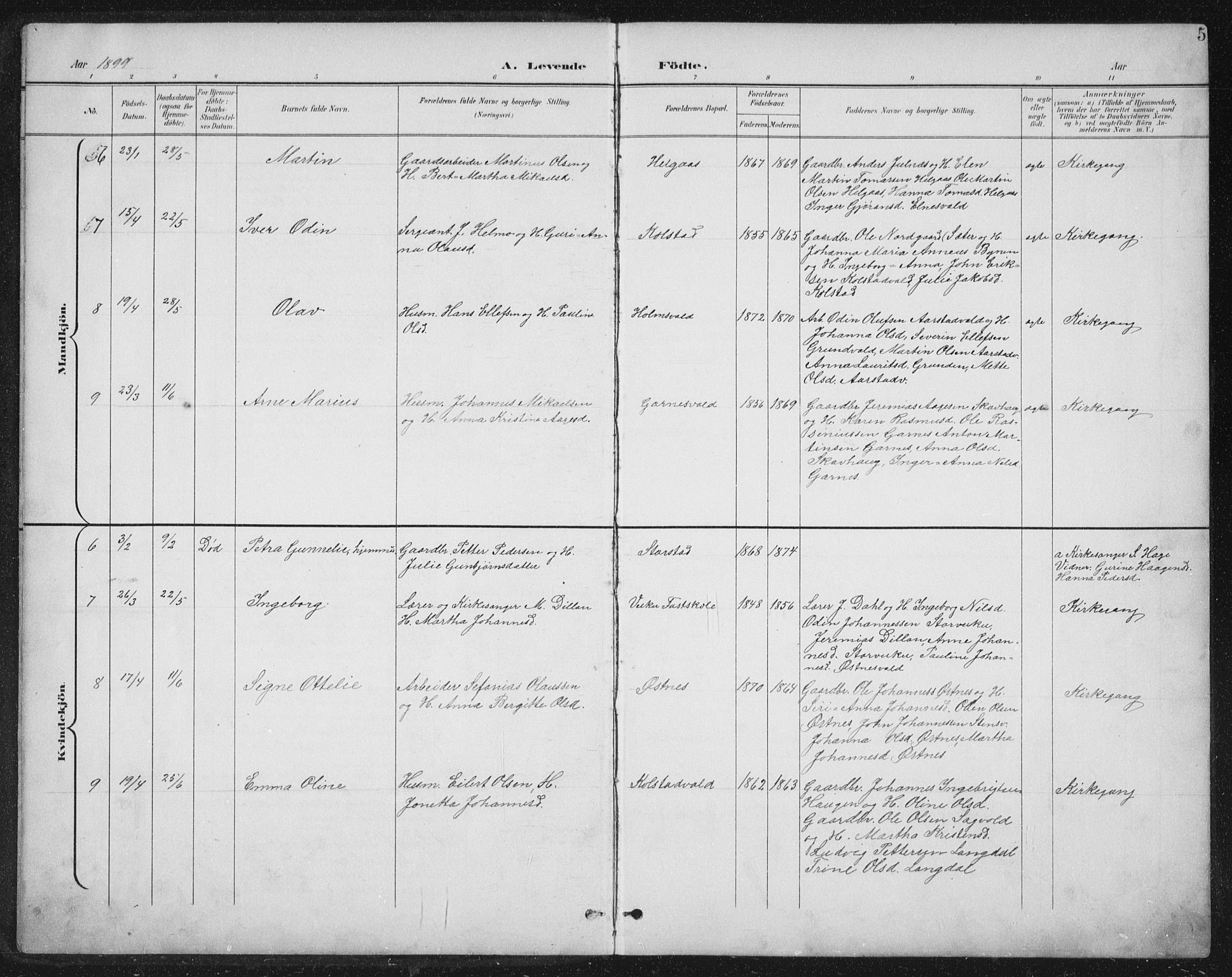 Ministerialprotokoller, klokkerbøker og fødselsregistre - Nord-Trøndelag, AV/SAT-A-1458/724/L0269: Parish register (copy) no. 724C05, 1899-1920, p. 5