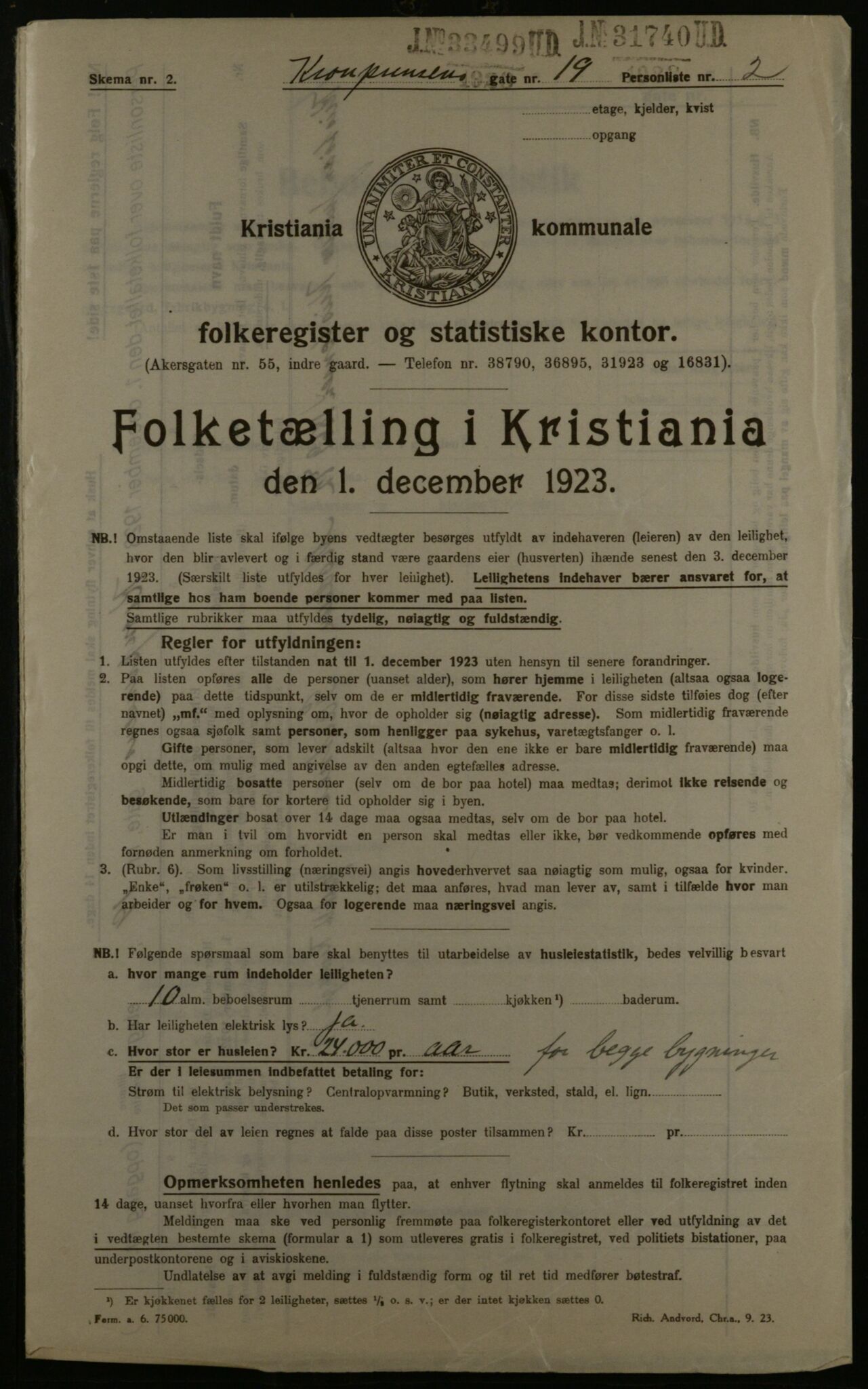 OBA, Municipal Census 1923 for Kristiania, 1923, p. 61273