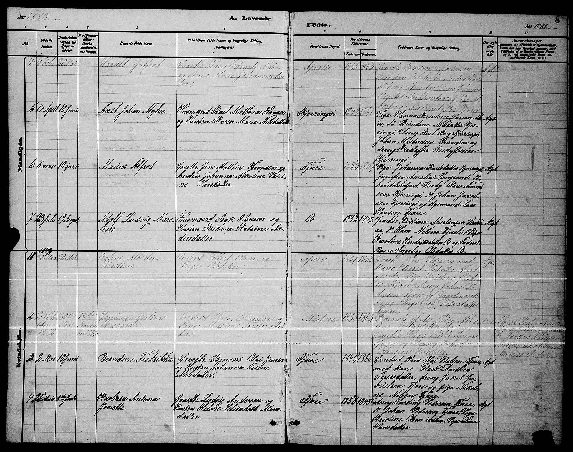 Ministerialprotokoller, klokkerbøker og fødselsregistre - Nordland, SAT/A-1459/803/L0076: Parish register (copy) no. 803C03, 1882-1897, p. 8
