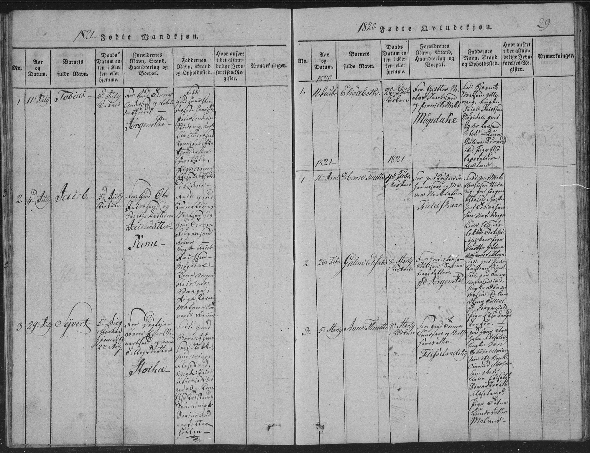 Sør-Audnedal sokneprestkontor, AV/SAK-1111-0039/F/Fb/Fba/L0001: Parish register (copy) no. B 1, 1815-1850, p. 29