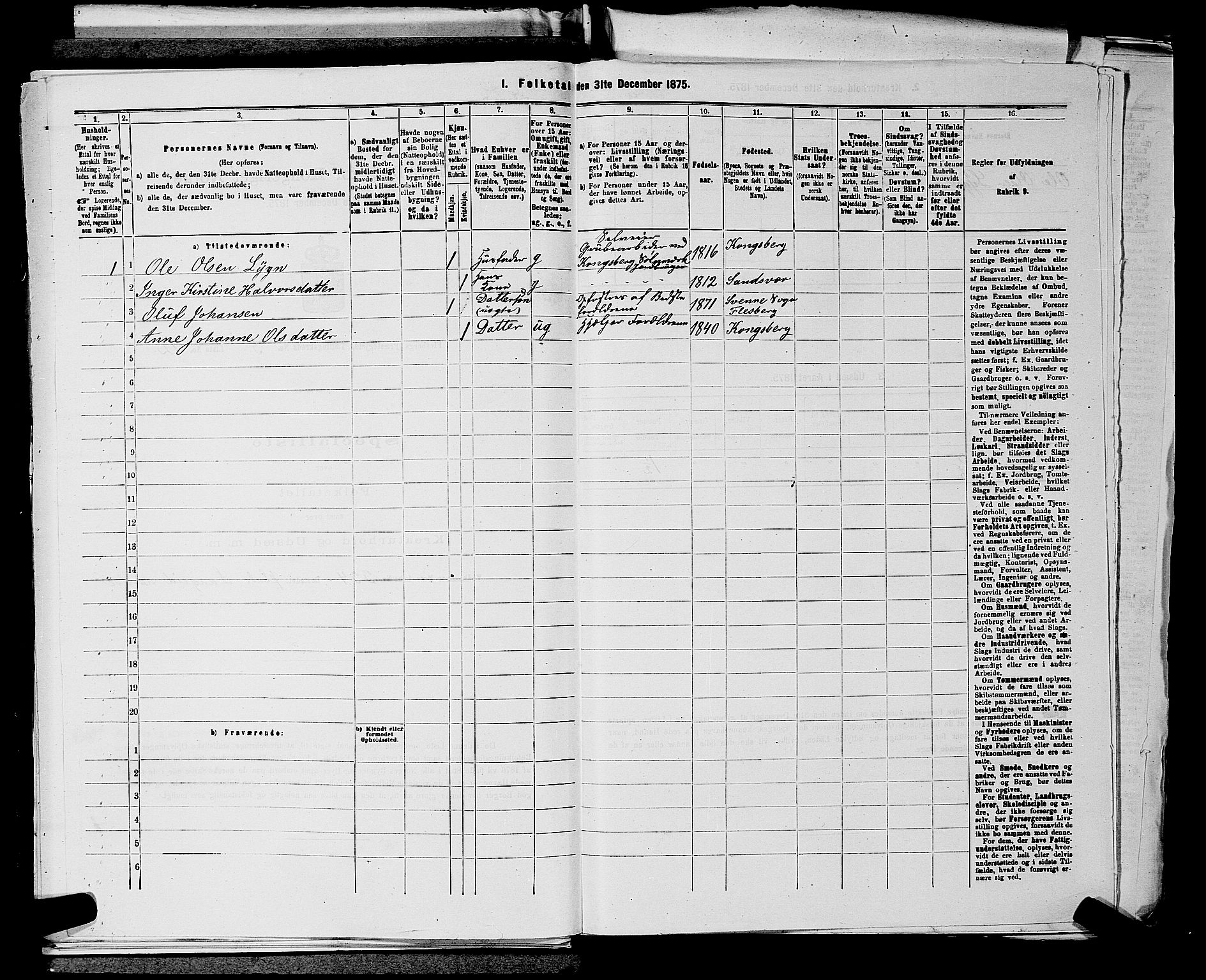 SAKO, 1875 census for 0631P Flesberg, 1875, p. 1070