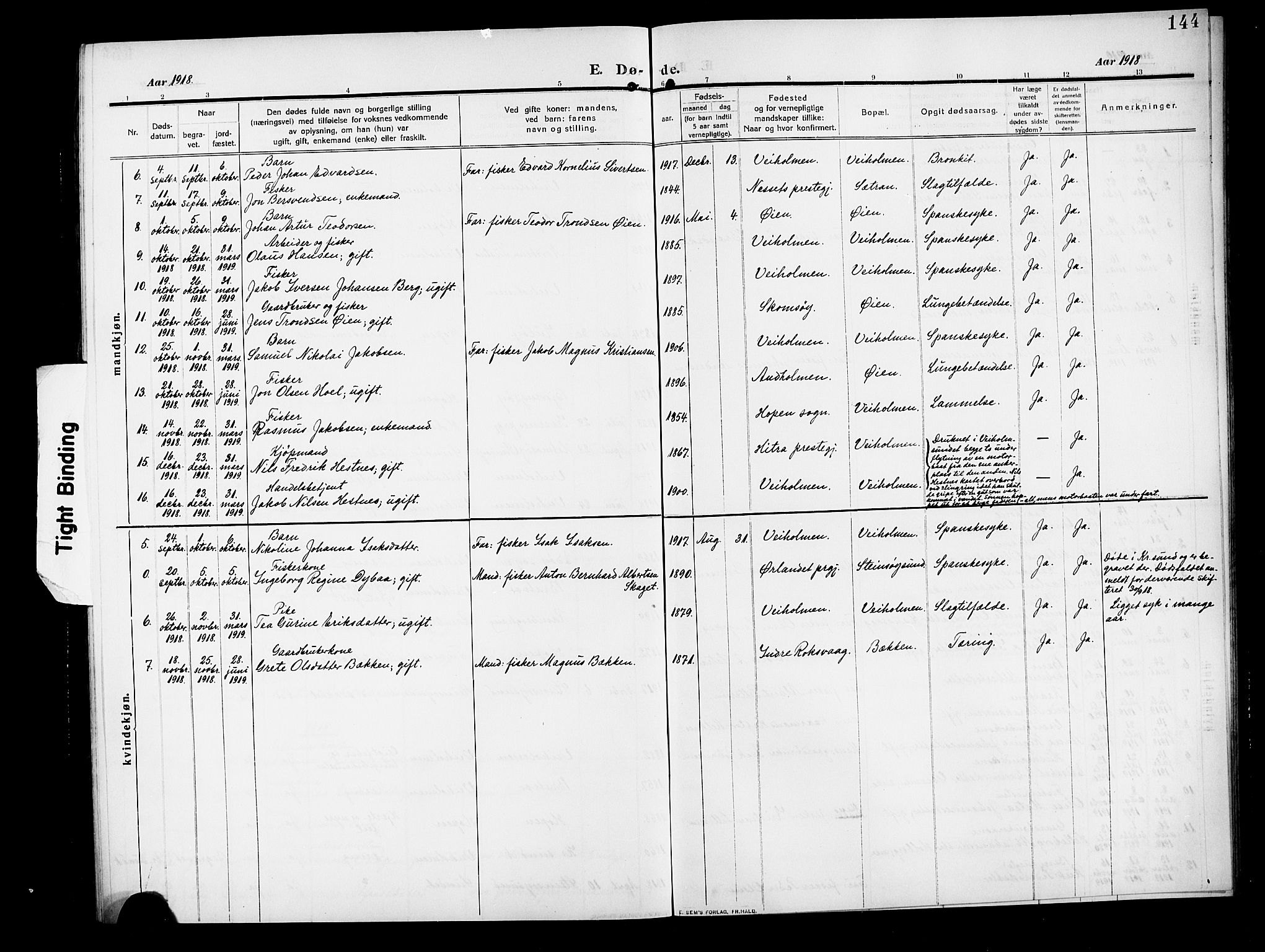 Ministerialprotokoller, klokkerbøker og fødselsregistre - Møre og Romsdal, SAT/A-1454/583/L0956: Parish register (copy) no. 583C01, 1909-1925, p. 144
