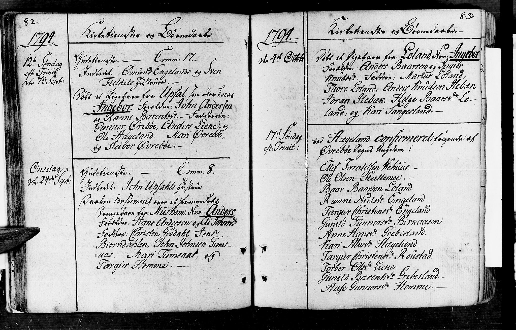 Vennesla sokneprestkontor, SAK/1111-0045/Fa/Fac/L0002: Parish register (official) no. A 2, 1785-1834, p. 82-83