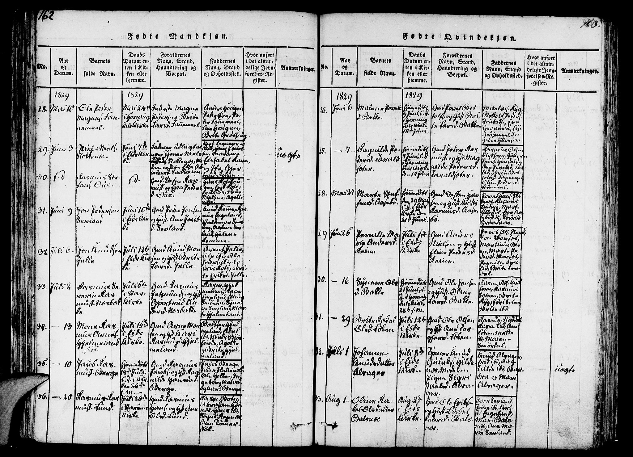 Eid sokneprestembete, AV/SAB-A-82301/H/Haa/Haaa/L0005: Parish register (official) no. A 5, 1816-1830, p. 162-163