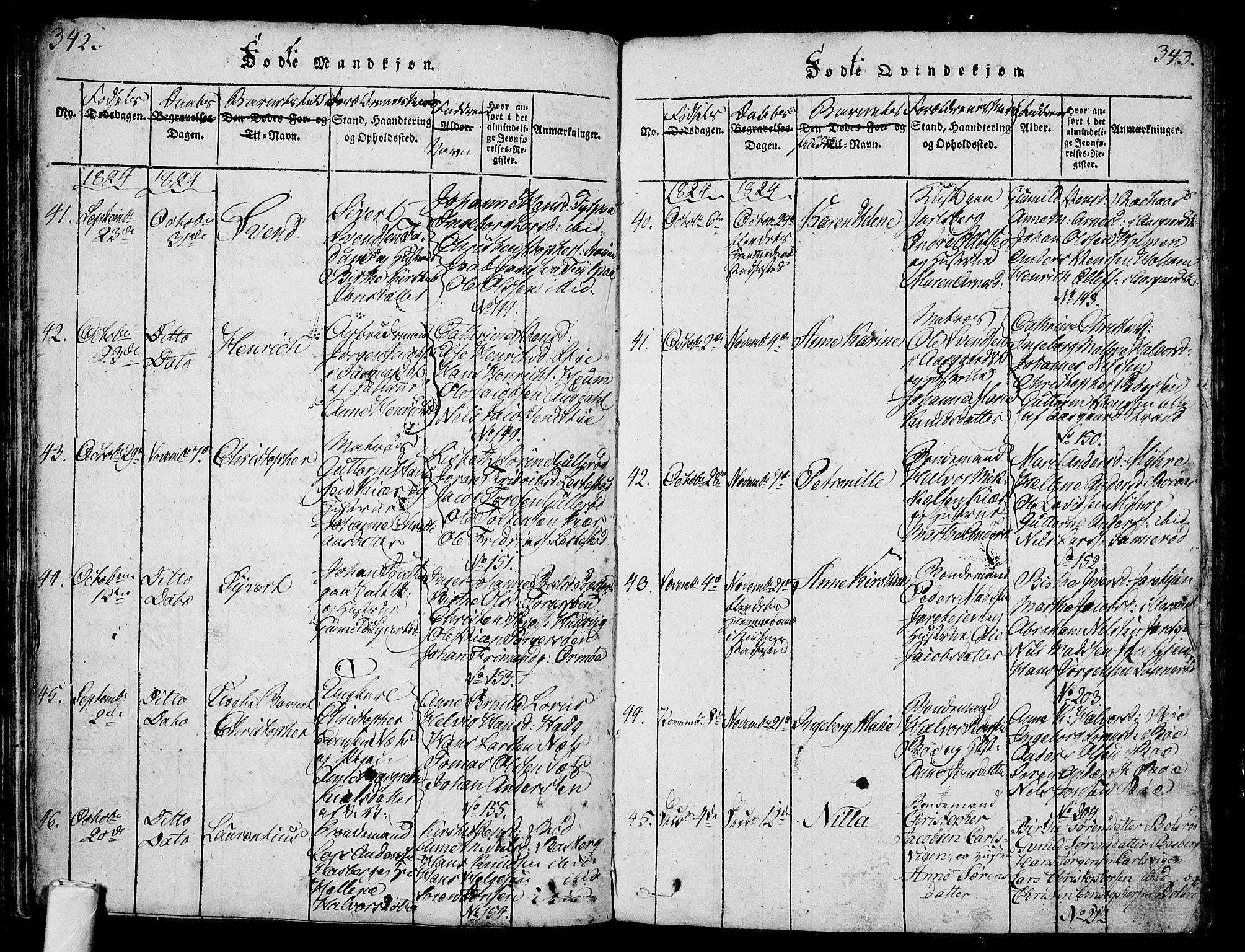 Sem kirkebøker, AV/SAKO-A-5/G/Ga/L0001: Parish register (copy) no. I 1, 1814-1825, p. 342-343