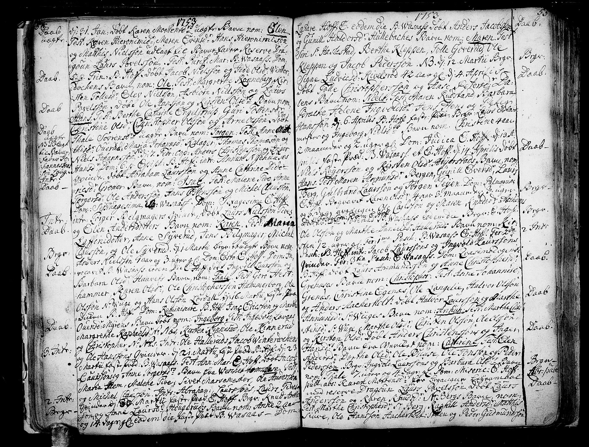 Hof kirkebøker, SAKO/A-64/F/Fa/L0002: Parish register (official) no. I 2, 1746-1781, p. 54-55