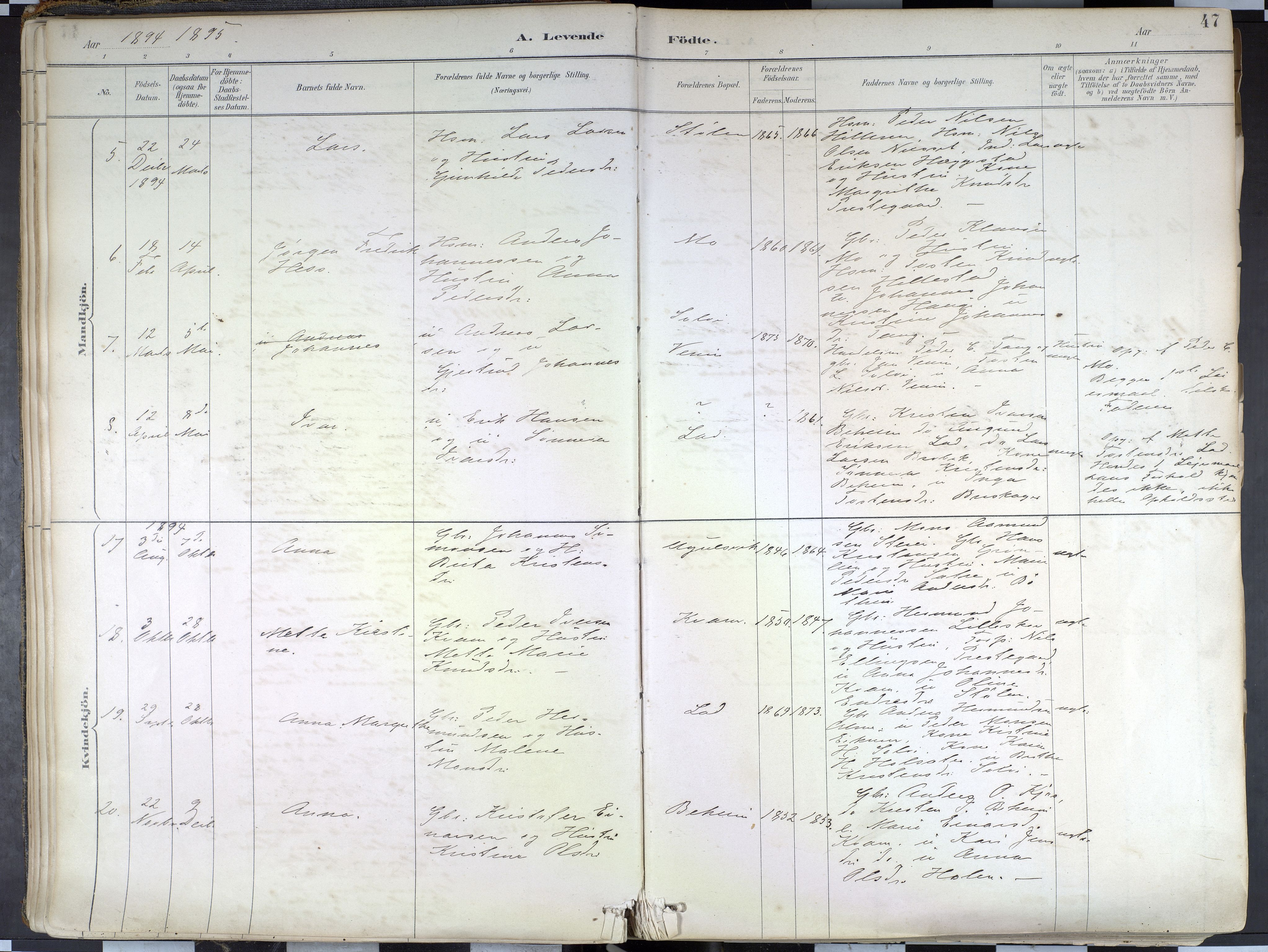 Hafslo sokneprestembete, AV/SAB-A-80301/H/Haa/Haab/L0001: Parish register (official) no. B 1, 1886-1945, p. 47