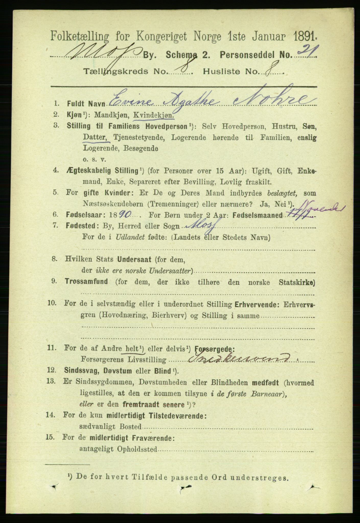 RA, 1891 census for 0104 Moss, 1891, p. 4891