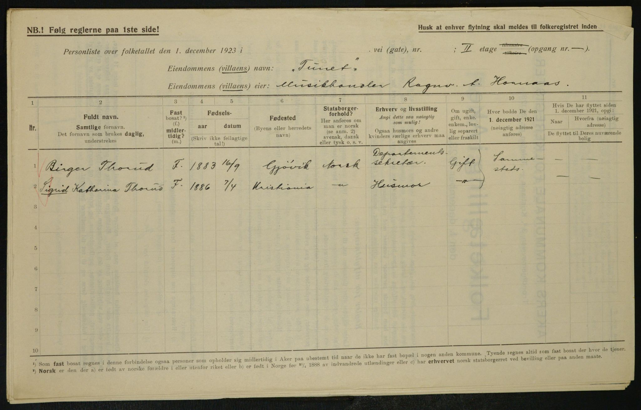 , Municipal Census 1923 for Aker, 1923, p. 24250