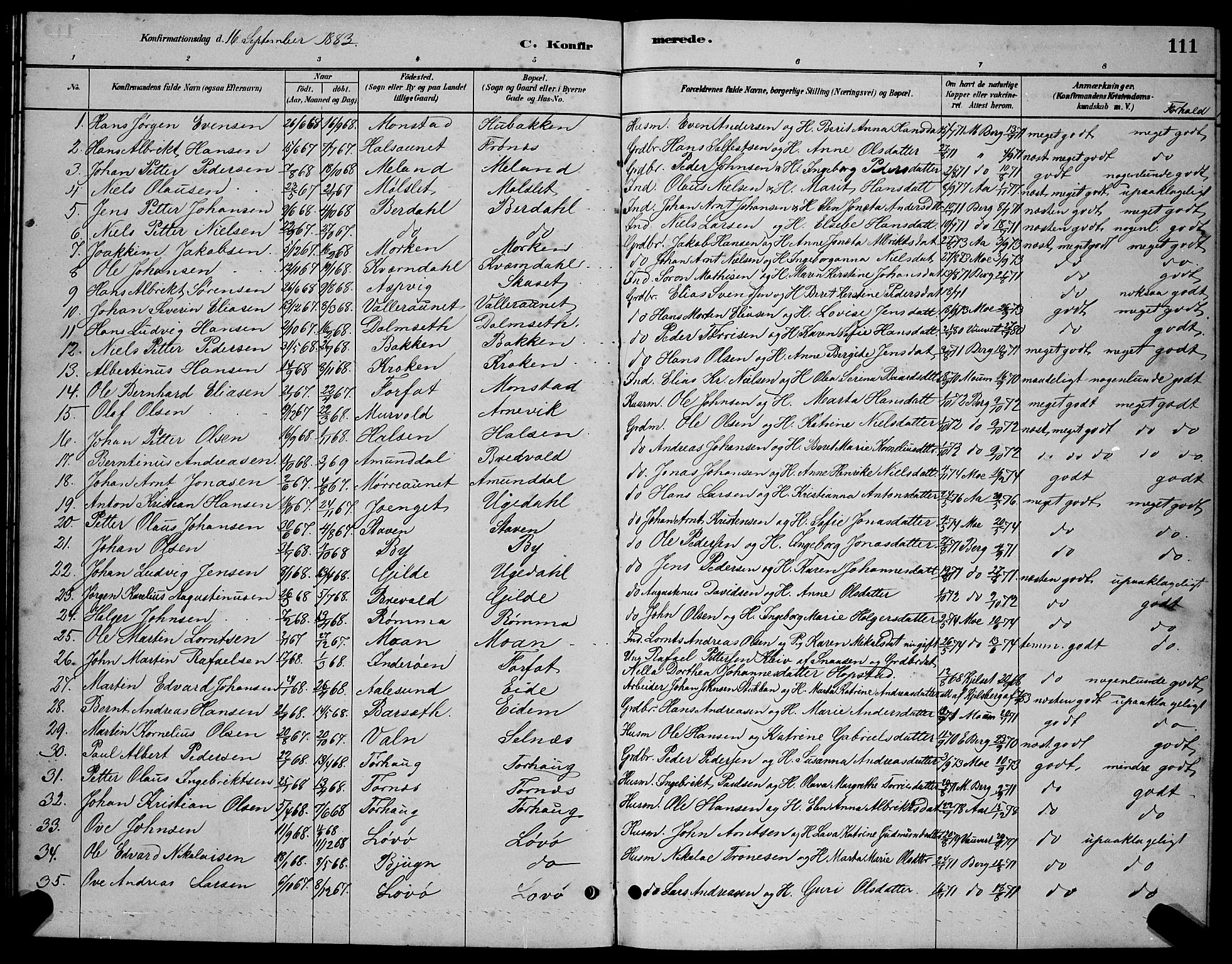 Ministerialprotokoller, klokkerbøker og fødselsregistre - Sør-Trøndelag, SAT/A-1456/655/L0687: Parish register (copy) no. 655C03, 1880-1898, p. 111