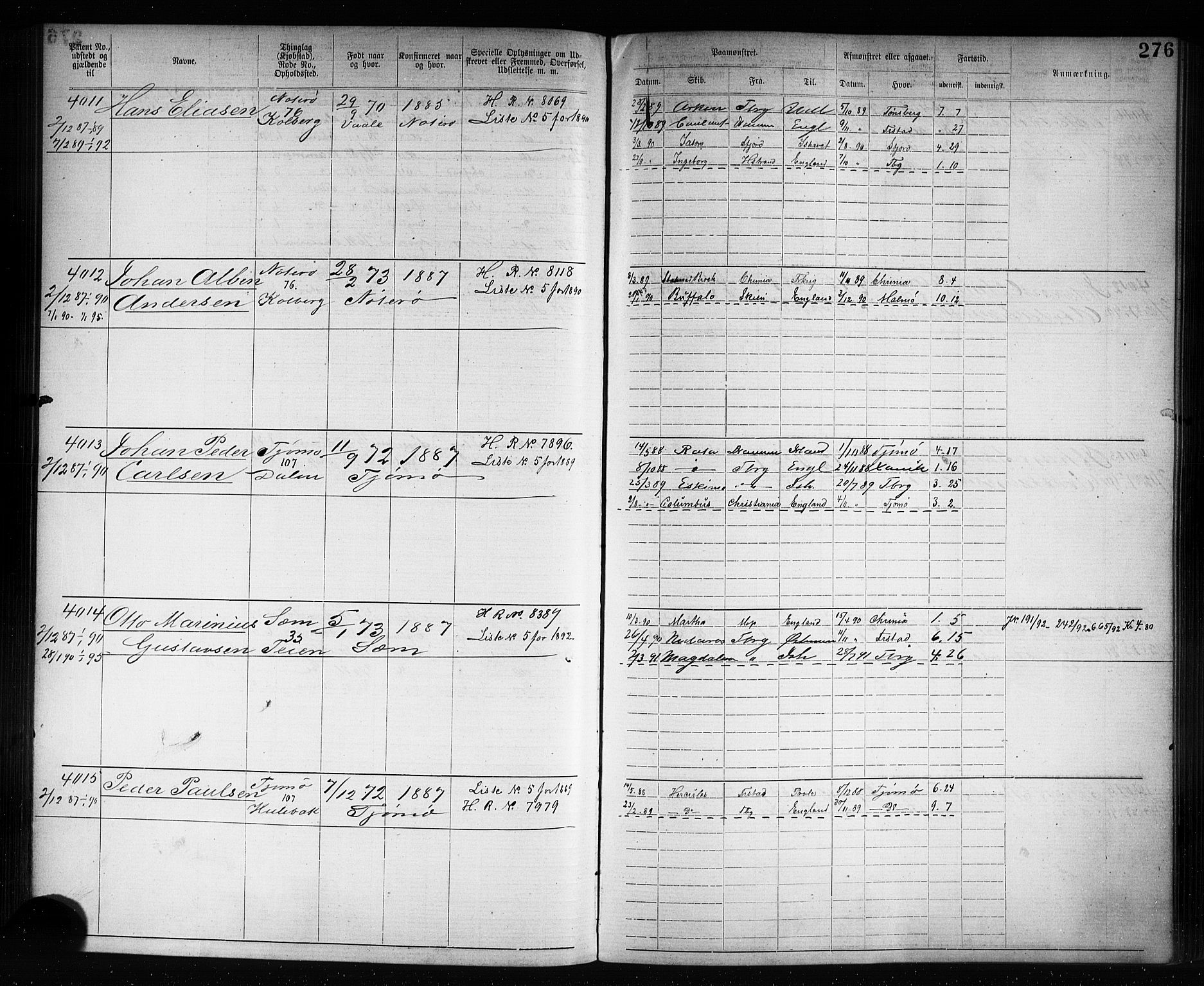 Tønsberg innrulleringskontor, AV/SAKO-A-786/F/Fb/L0007: Annotasjonsrulle Patent nr. 2636-5150, 1881-1892, p. 277