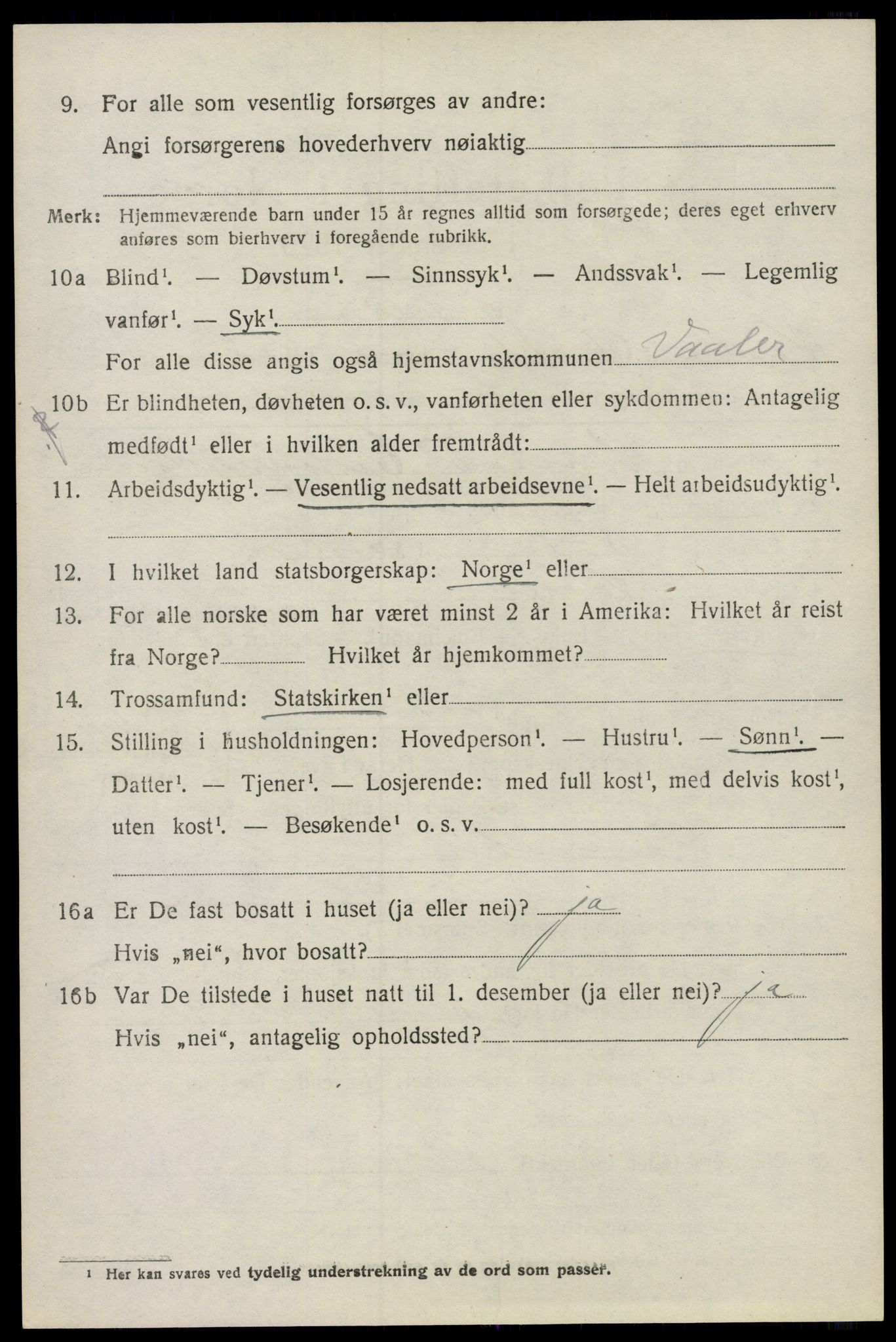 SAO, 1920 census for Våler, 1920, p. 2349