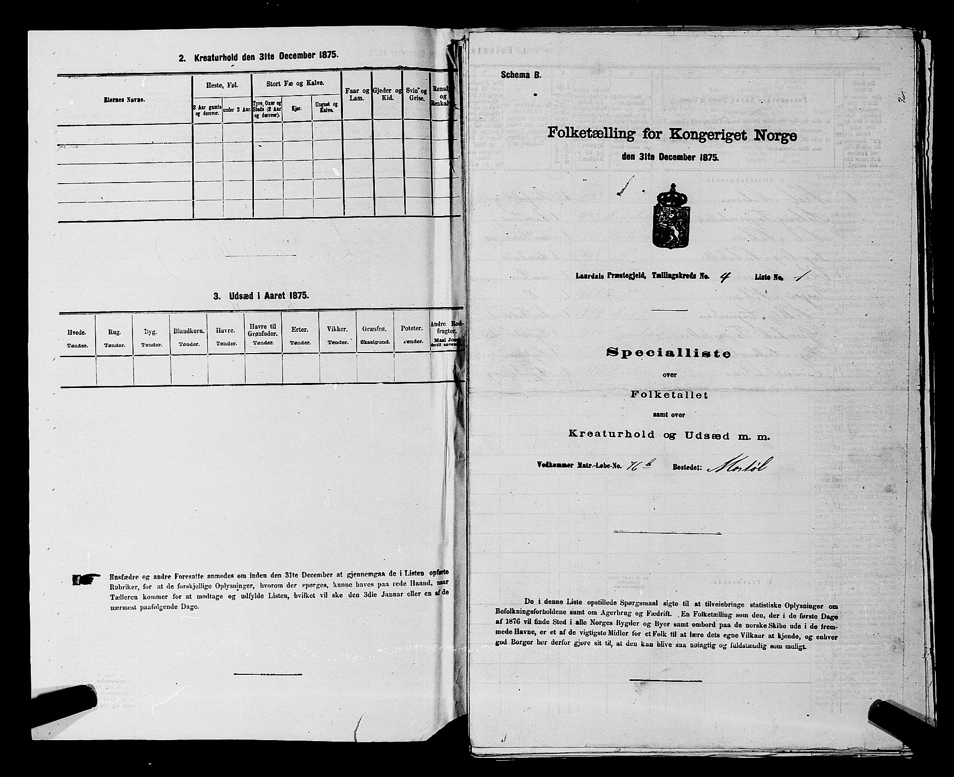 SAKO, 1875 census for 0833P Lårdal, 1875, p. 415