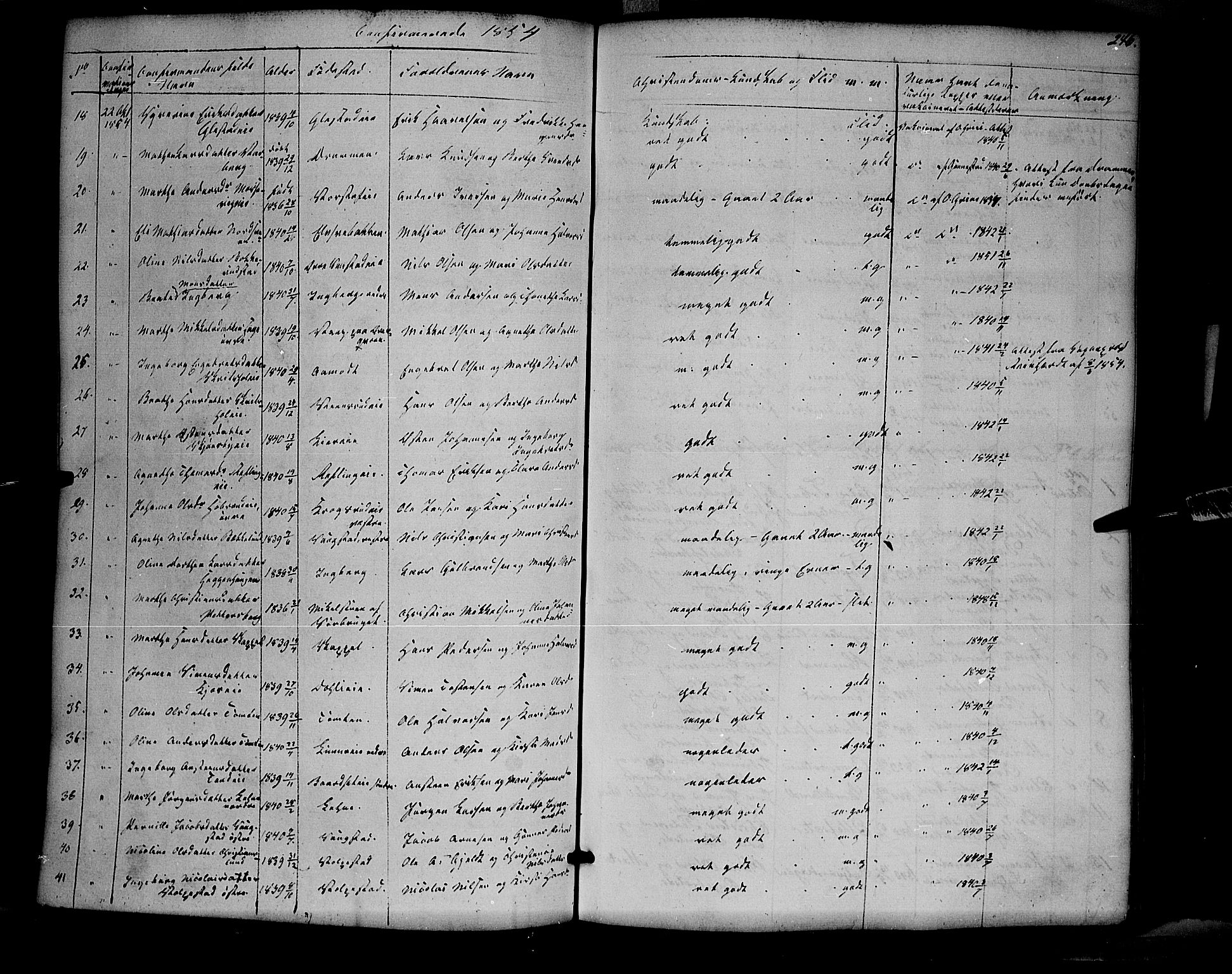 Ringsaker prestekontor, SAH/PREST-014/K/Ka/L0009: Parish register (official) no. 9, 1850-1860, p. 246