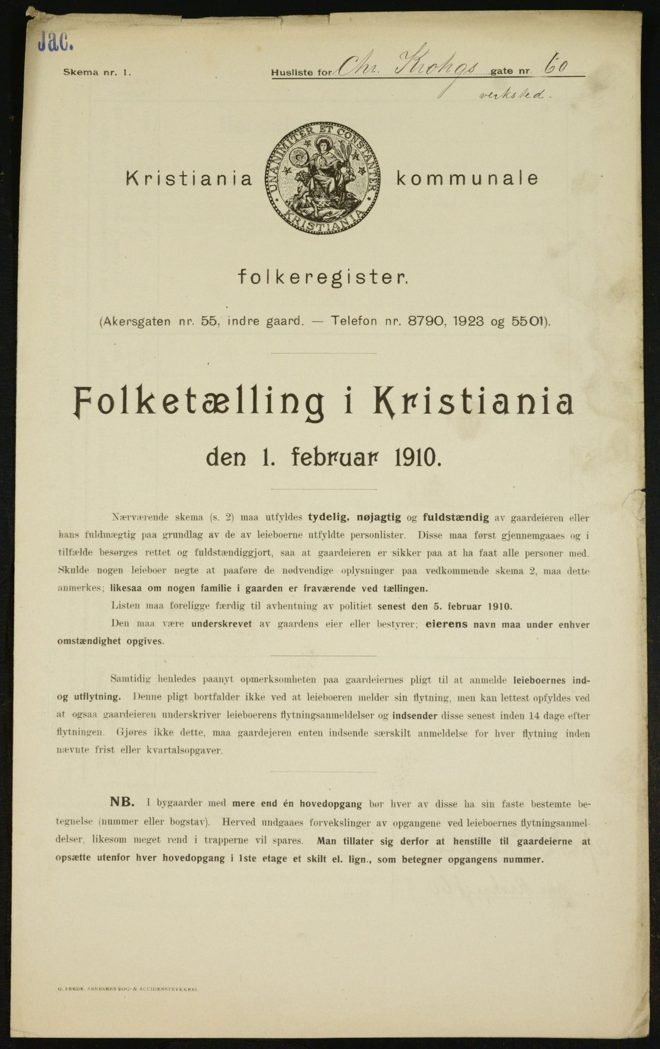 OBA, Municipal Census 1910 for Kristiania, 1910, p. 11828