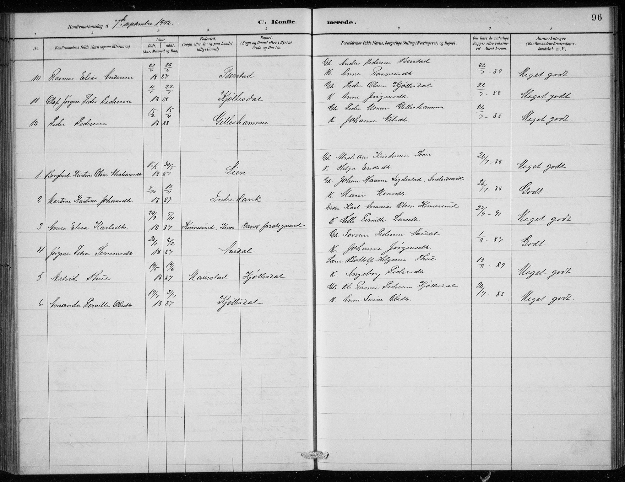 Davik sokneprestembete, AV/SAB-A-79701/H/Hab/Haba/L0002: Parish register (copy) no. A 2, 1890-1911, p. 96