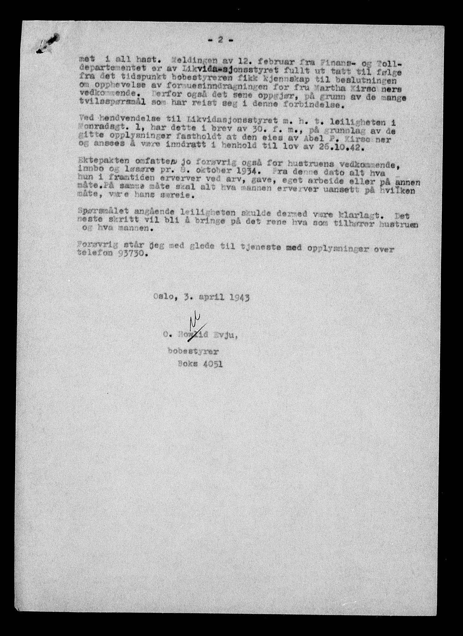 Justisdepartementet, Tilbakeføringskontoret for inndratte formuer, AV/RA-S-1564/H/Hc/Hcc/L0951: --, 1945-1947, p. 431