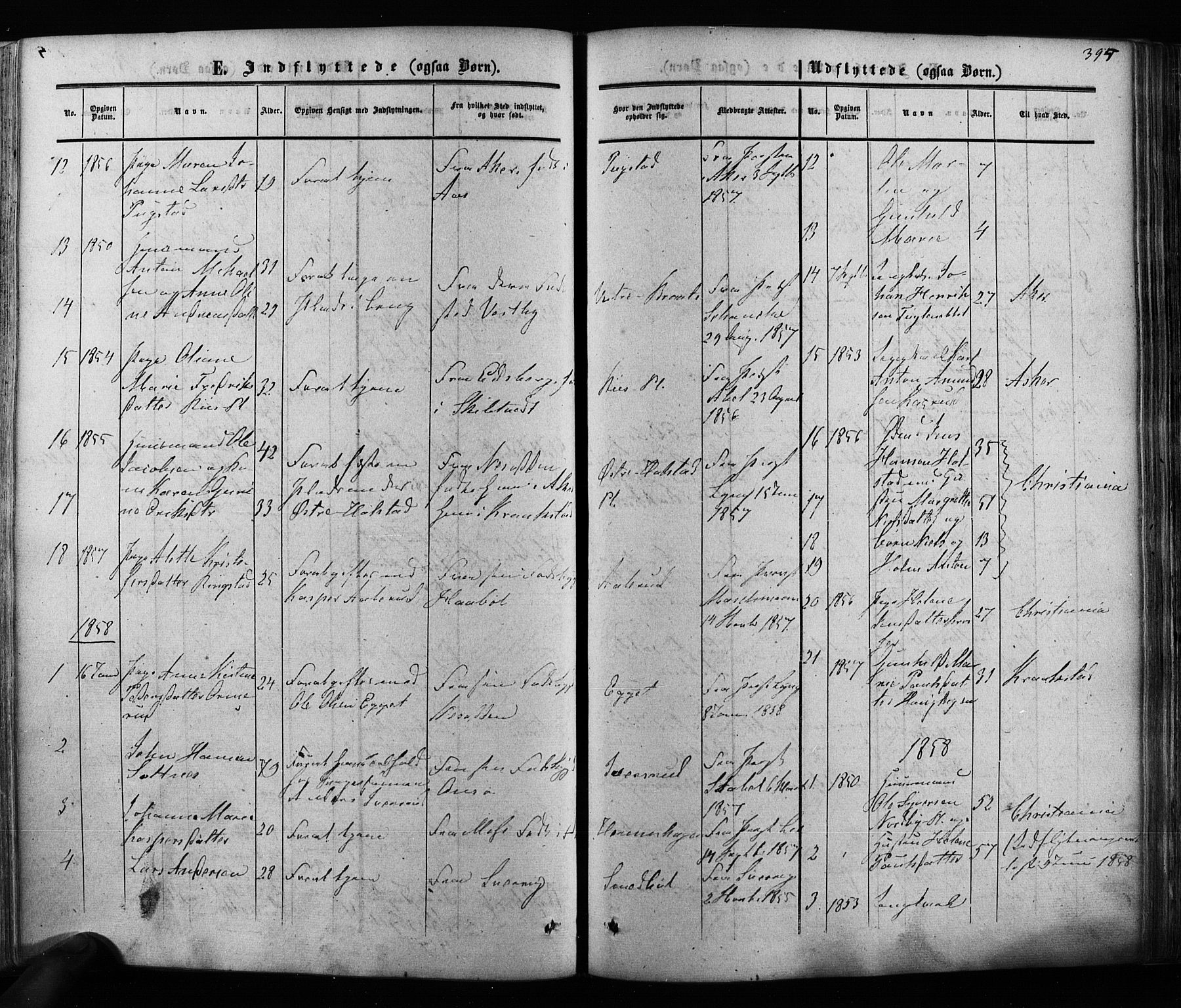 Ås prestekontor Kirkebøker, AV/SAO-A-10894/F/Fa/L0007: Parish register (official) no. I 7, 1854-1870, p. 395