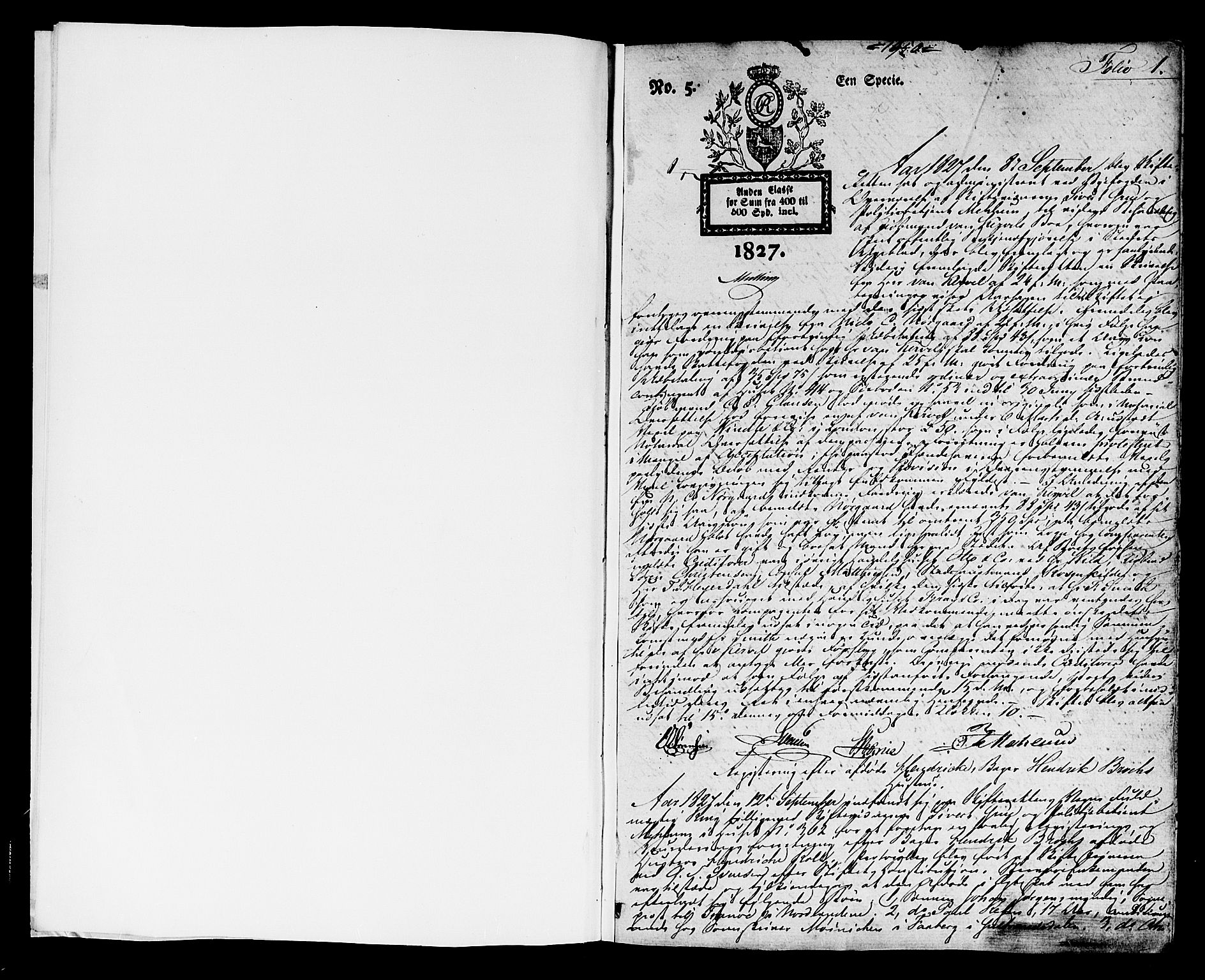 Kristiansand byrett, AV/SAK-1223-0001/H/Hc/L0021: Skifteprotokoll nr. 17, med register, 1827-1835, p. 0b-1a