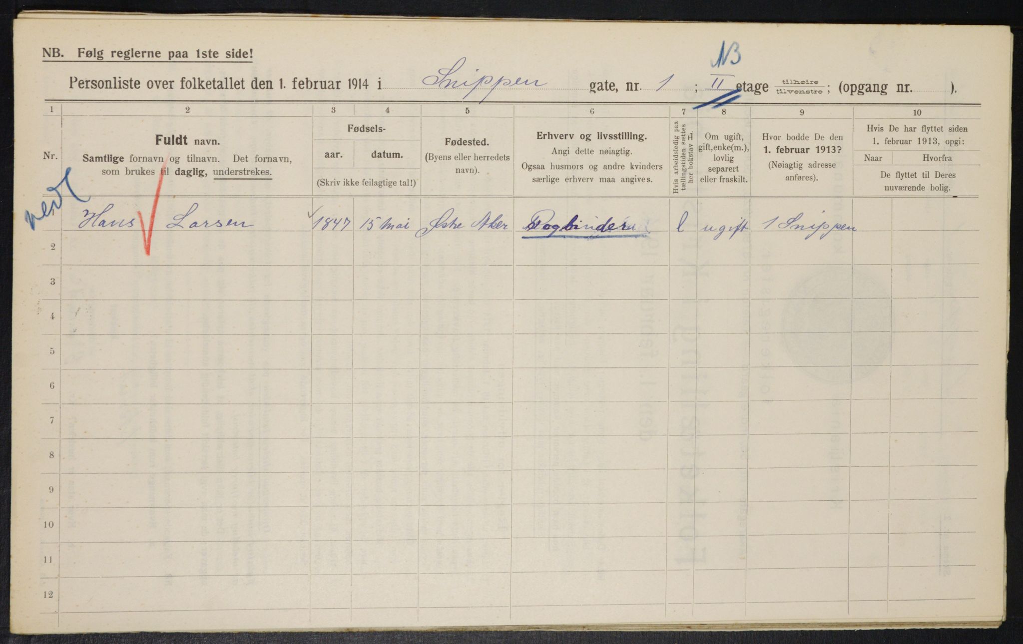 OBA, Municipal Census 1914 for Kristiania, 1914, p. 97834