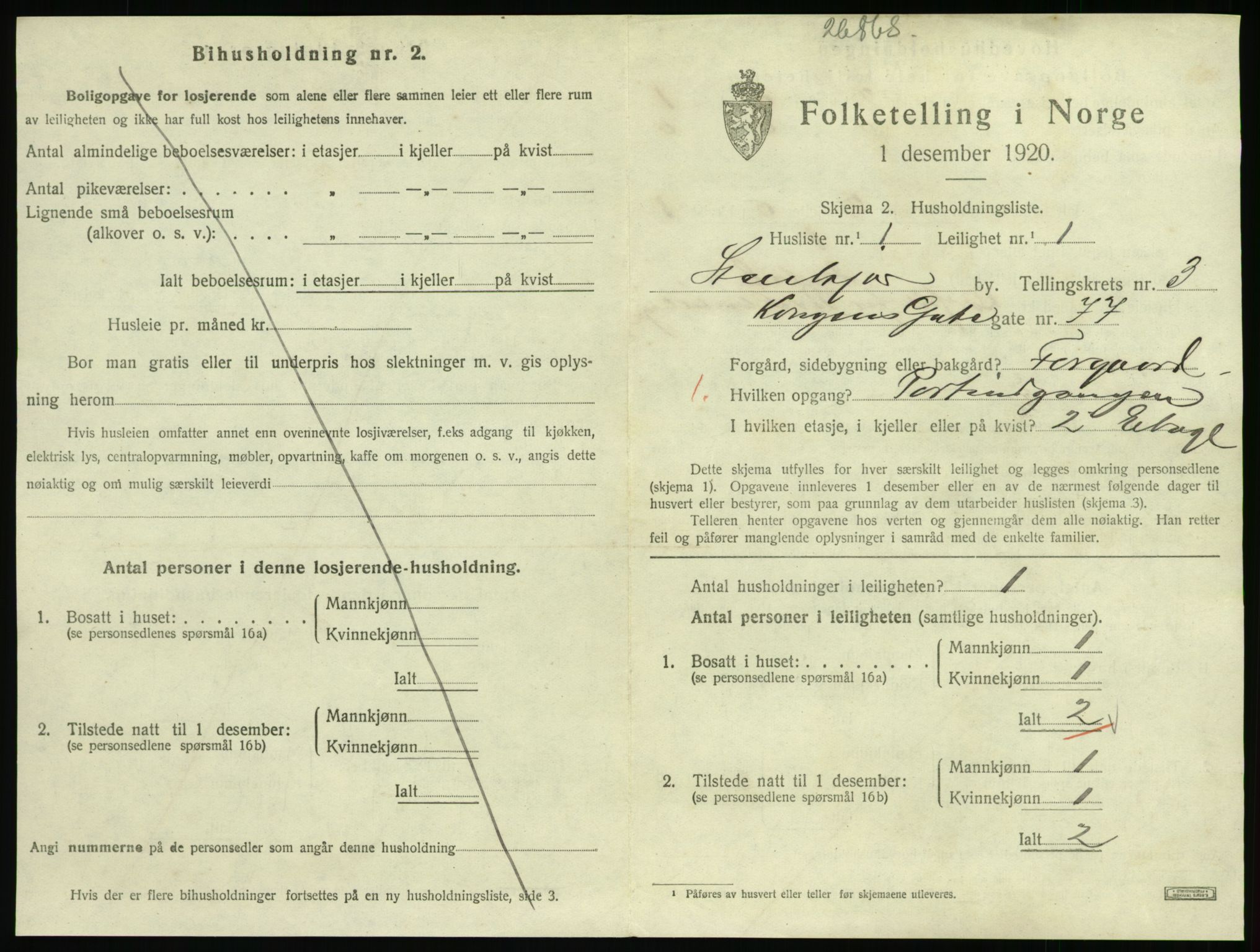 SAT, 1920 census for Steinkjer, 1920, p. 1832