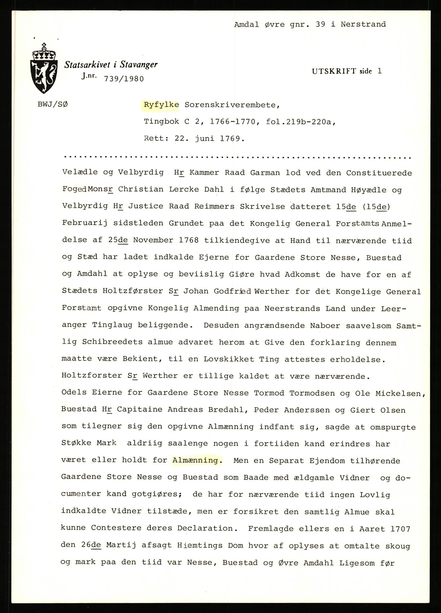 Statsarkivet i Stavanger, AV/SAST-A-101971/03/Y/Yj/L0002: Avskrifter sortert etter gårdsnavn: Amdal indre - Askeland, 1750-1930, p. 68