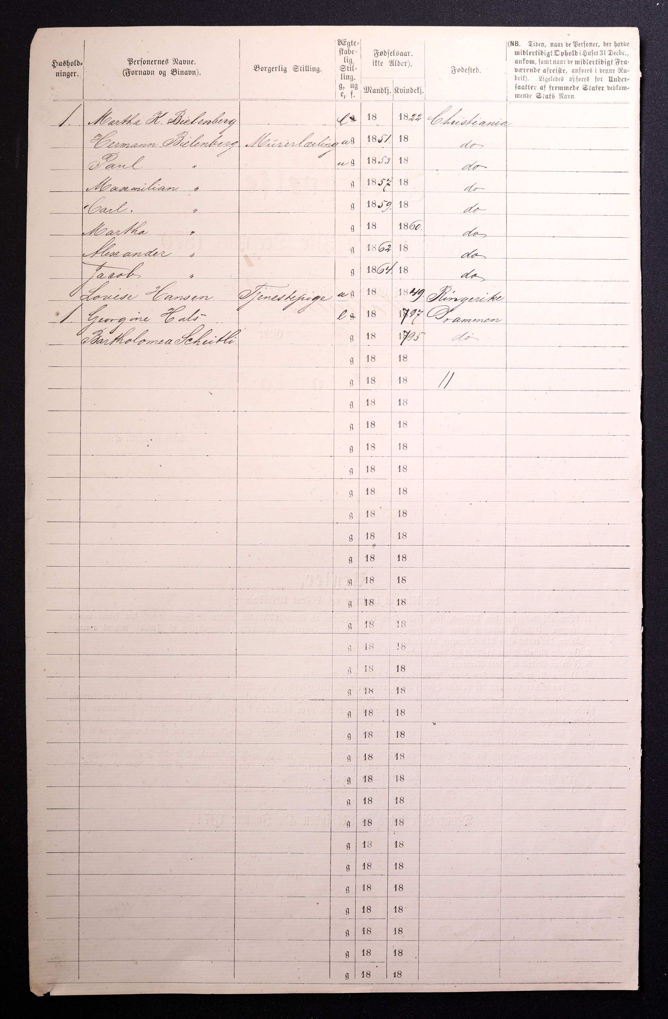 RA, 1870 census for 0301 Kristiania, 1870, p. 1316