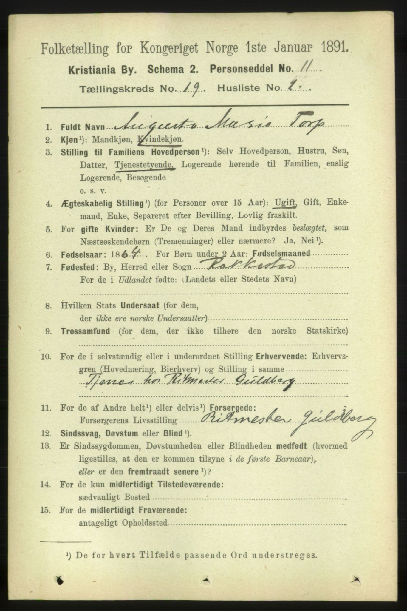 RA, 1891 census for 0301 Kristiania, 1891, p. 9522