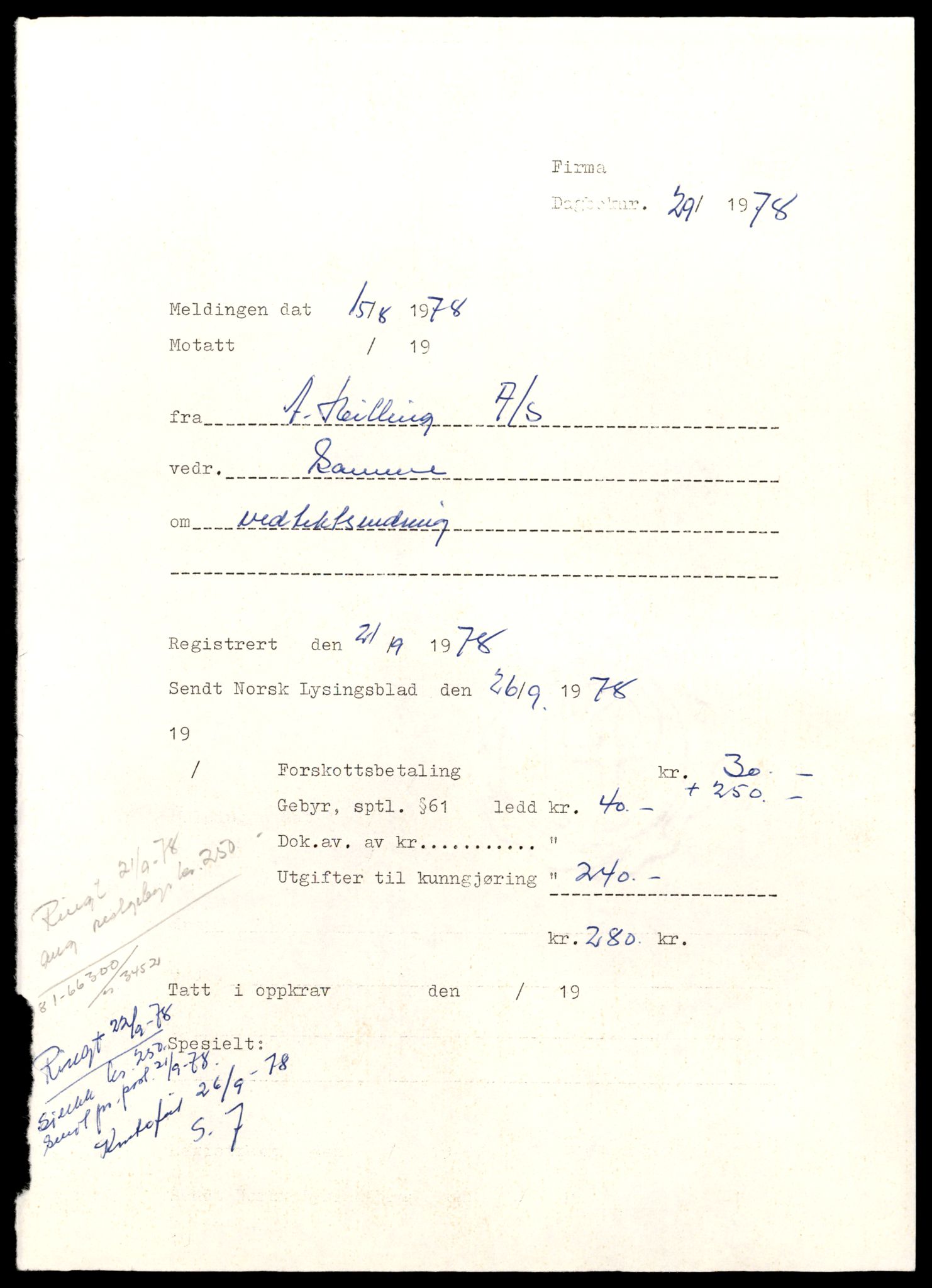 Steigen og Ofoten sorenskriveri, AV/SAT-A-0030/3/J/Jd/Jde/L0006: Bilag, aksjeselskap, A-D, 1944-1990, p. 5