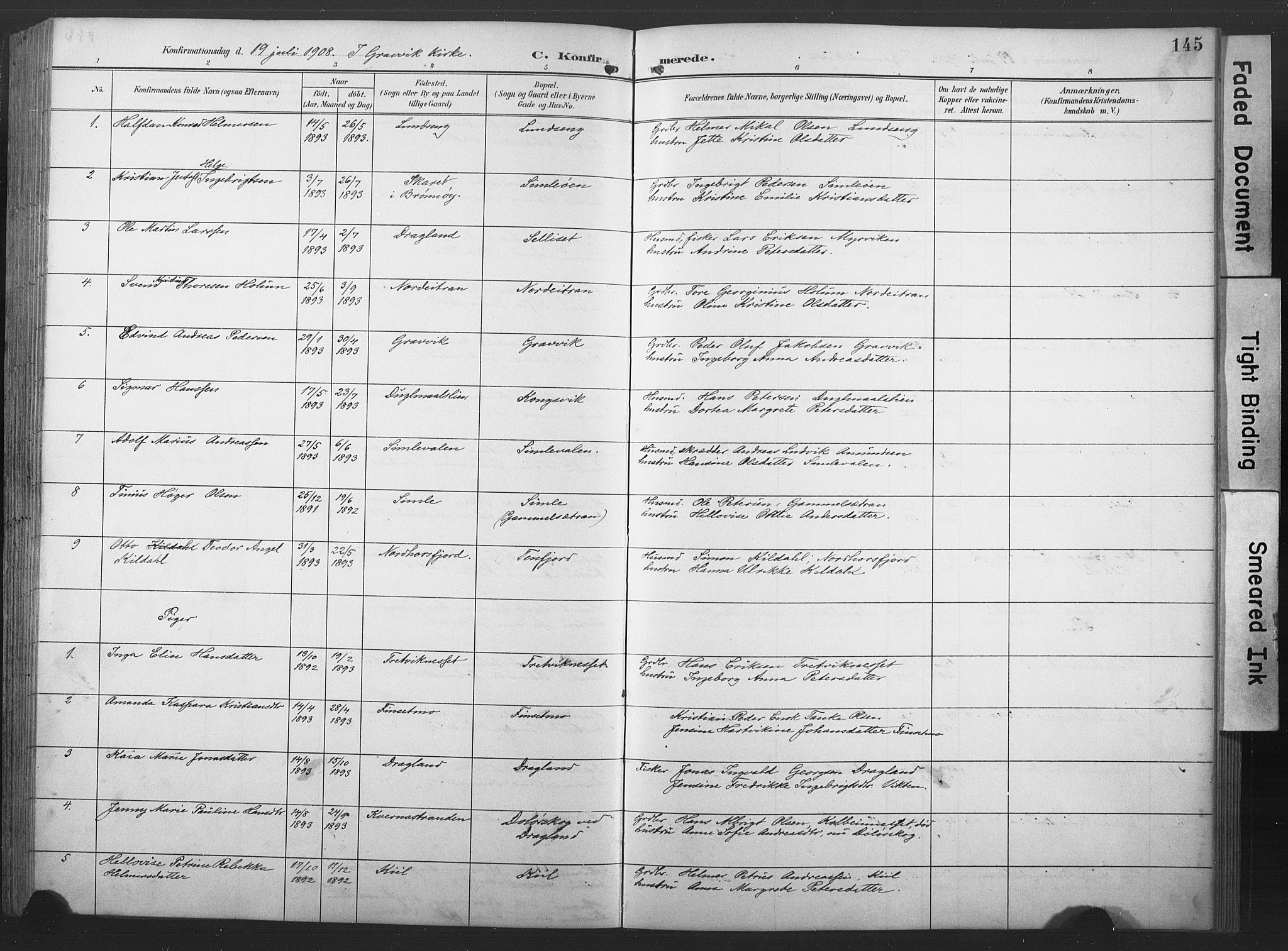 Ministerialprotokoller, klokkerbøker og fødselsregistre - Nord-Trøndelag, SAT/A-1458/789/L0706: Parish register (copy) no. 789C01, 1888-1931, p. 145