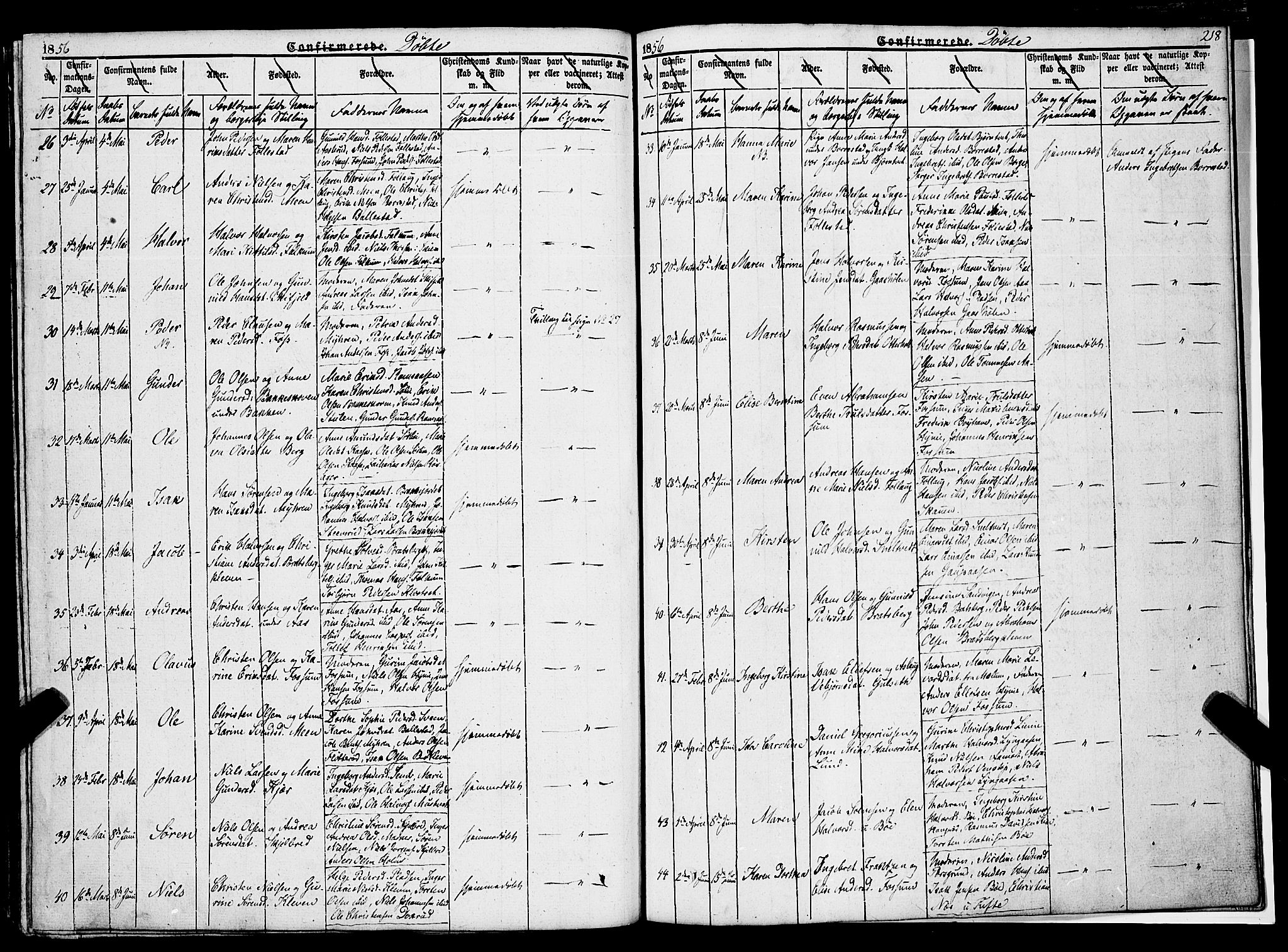 Gjerpen kirkebøker, SAKO/A-265/F/Fa/L0007a: Parish register (official) no. I 7A, 1834-1857, p. 218