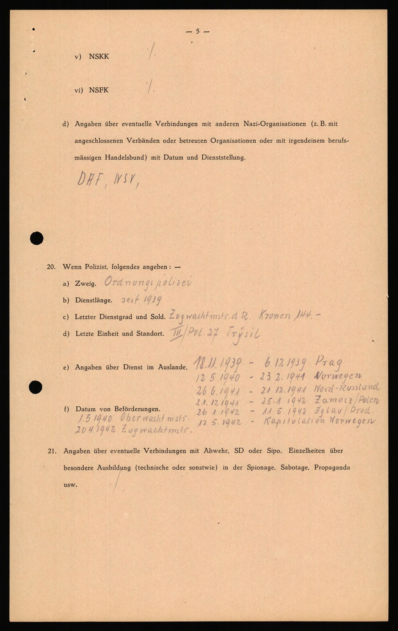 Forsvaret, Forsvarets overkommando II, AV/RA-RAFA-3915/D/Db/L0034: CI Questionaires. Tyske okkupasjonsstyrker i Norge. Tyskere., 1945-1946, p. 338