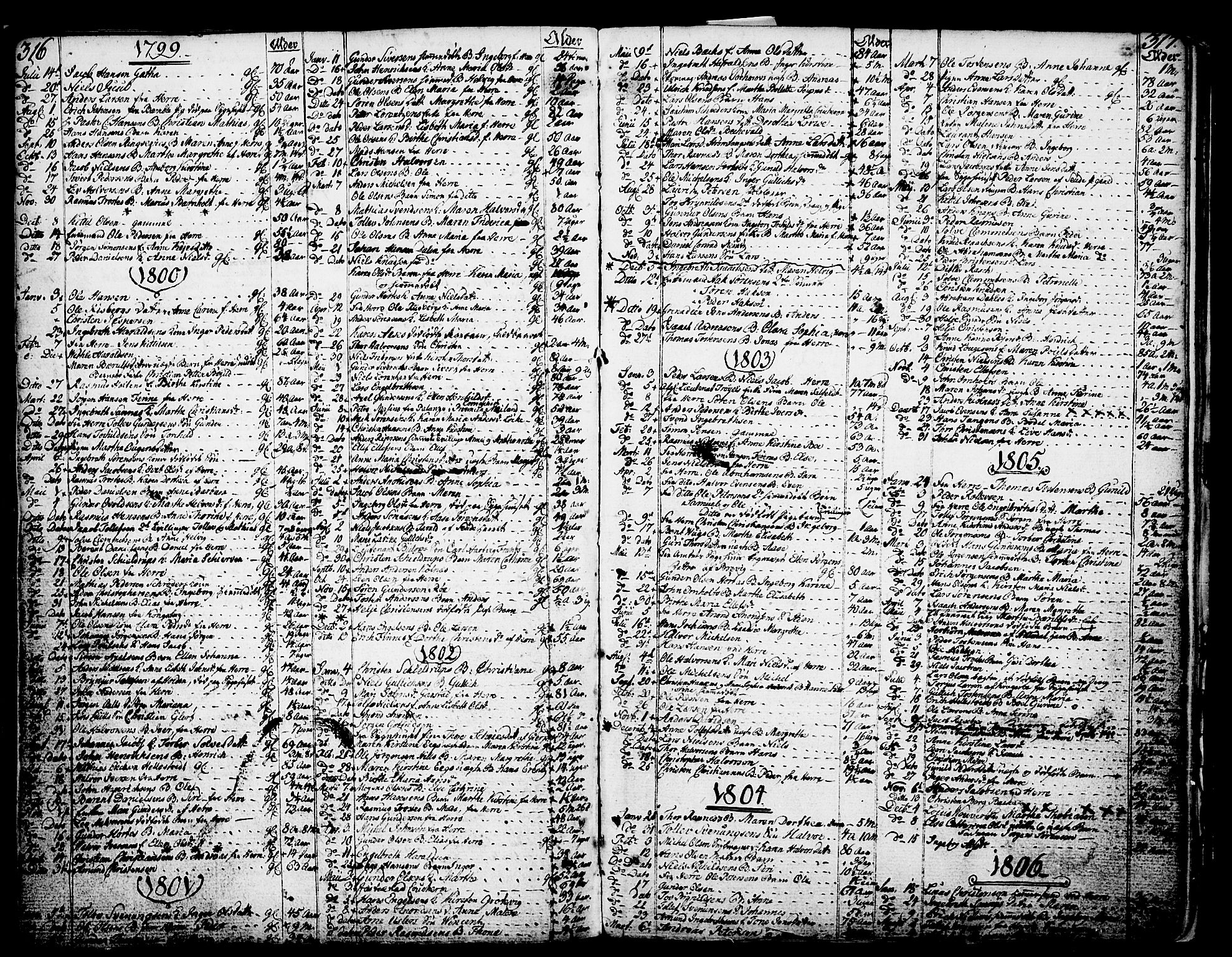 Porsgrunn kirkebøker , SAKO/A-104/F/Fa/L0002: Parish register (official) no. 2, 1764-1814, p. 316-317