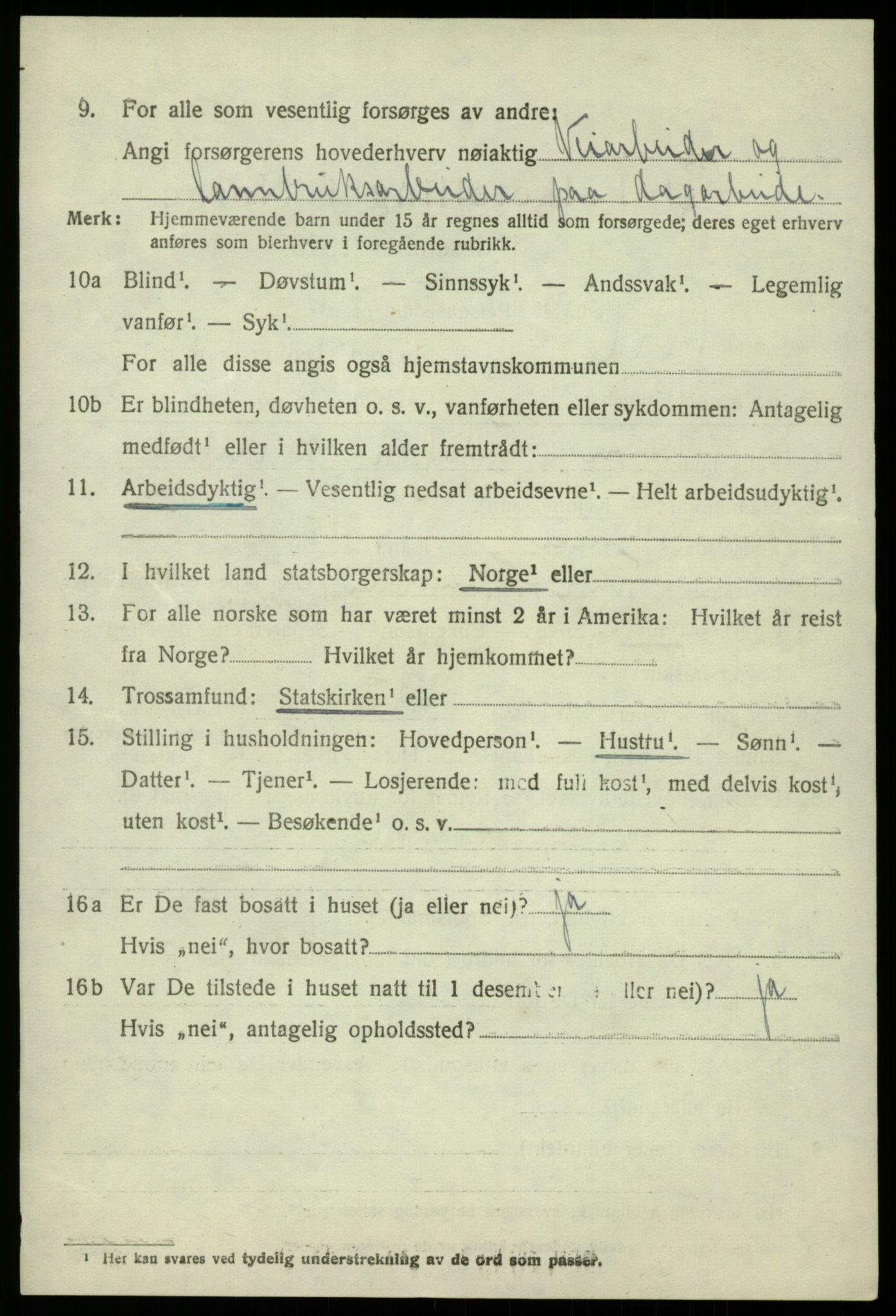 SAB, 1920 census for Odda, 1920, p. 2146