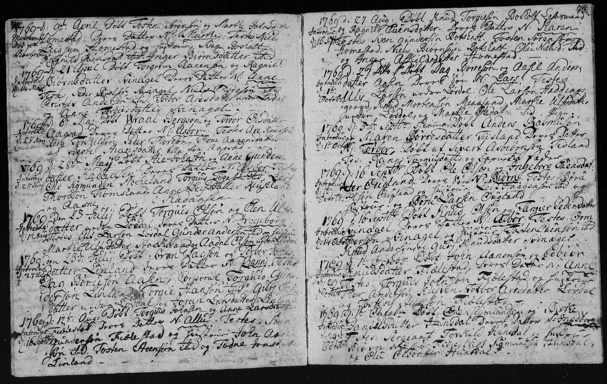 Holum sokneprestkontor, AV/SAK-1111-0022/F/Fa/Fab/L0003: Parish register (official) no. A 3, 1752-1774, p. 72-73