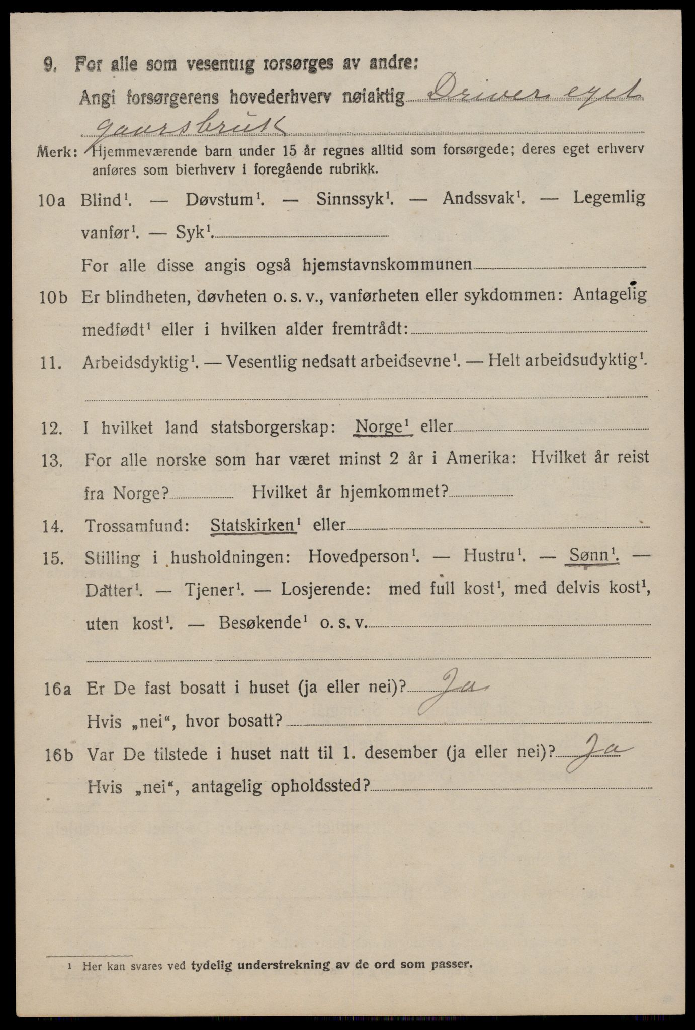 SAST, 1920 census for Jelsa, 1920, p. 1429