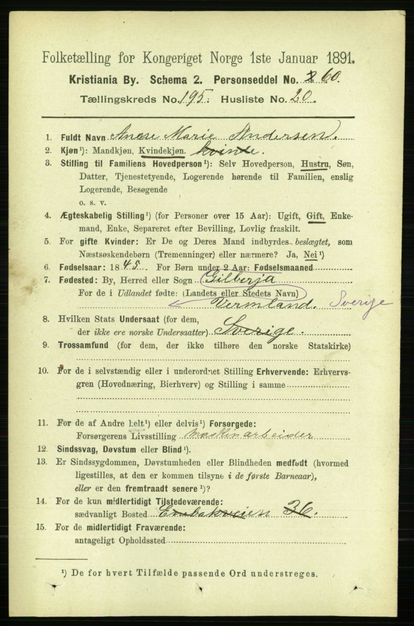 RA, 1891 census for 0301 Kristiania, 1891, p. 117990