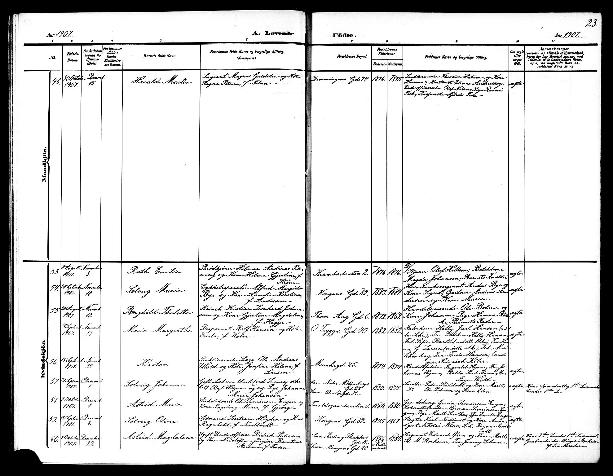 Ministerialprotokoller, klokkerbøker og fødselsregistre - Sør-Trøndelag, SAT/A-1456/602/L0146: Parish register (copy) no. 602C14, 1904-1914, p. 23