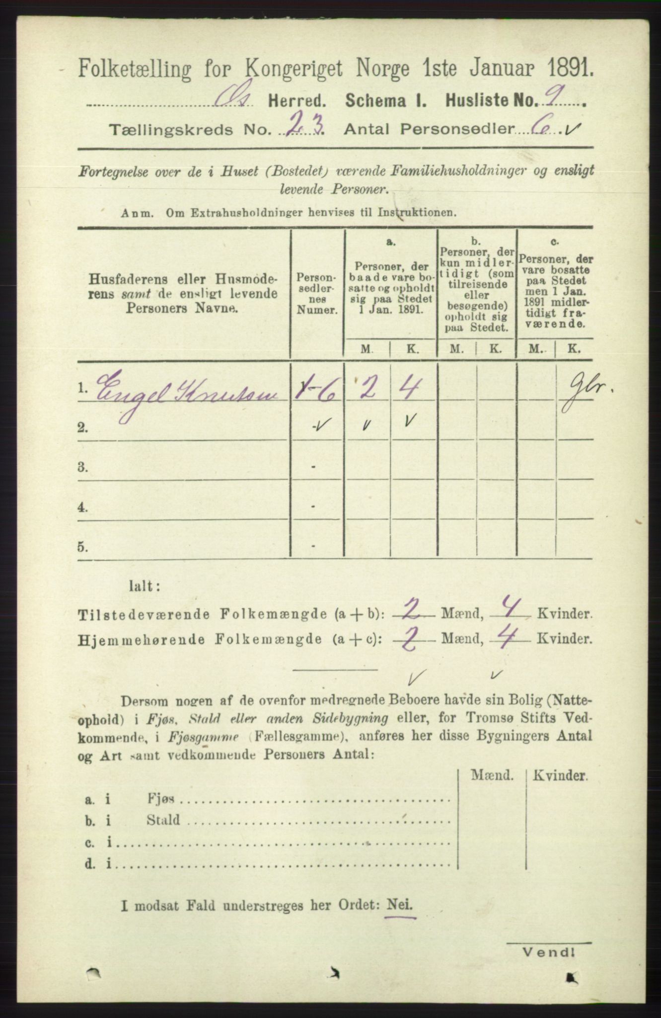 RA, 1891 census for 1243 Os, 1891, p. 5055