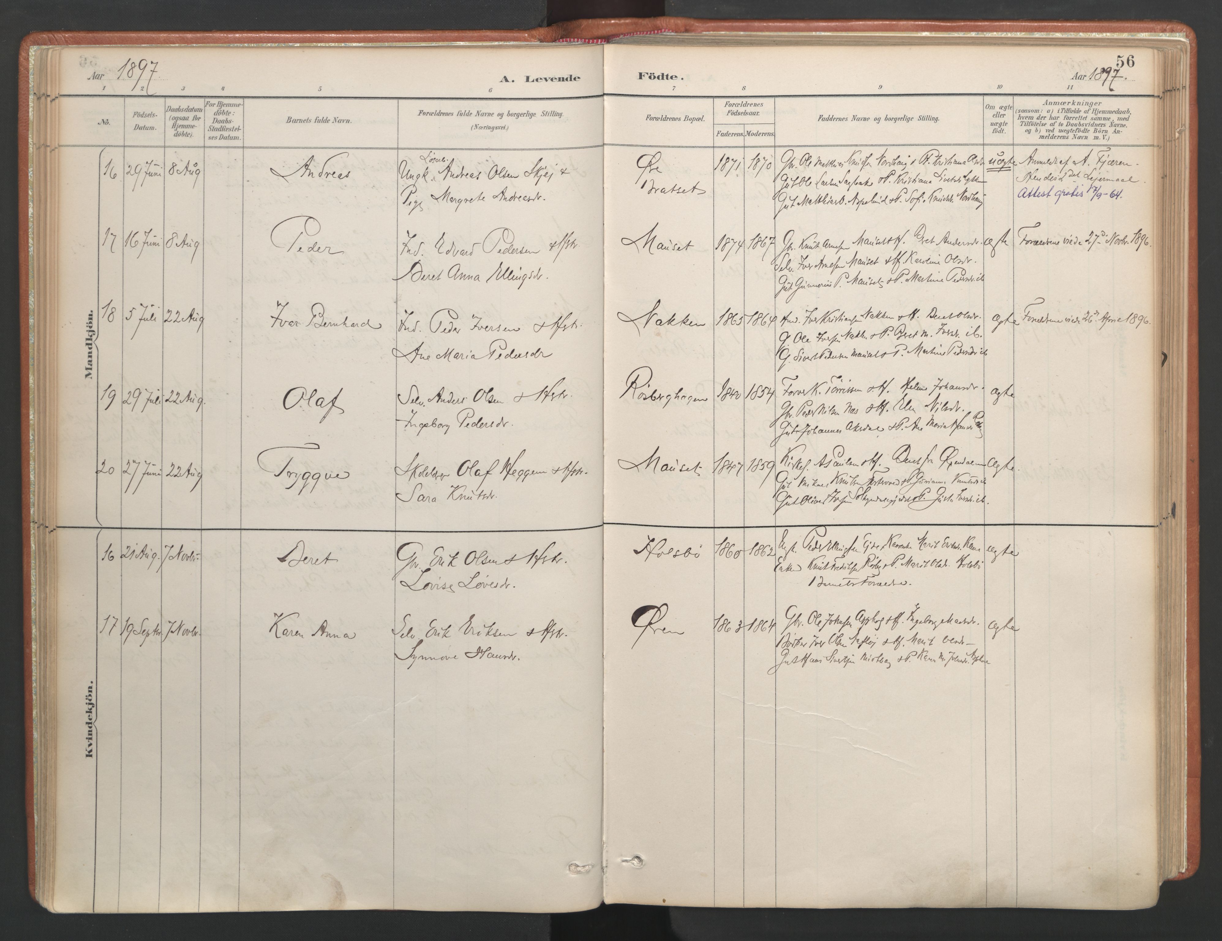 Ministerialprotokoller, klokkerbøker og fødselsregistre - Møre og Romsdal, AV/SAT-A-1454/557/L0682: Parish register (official) no. 557A04, 1887-1970, p. 56
