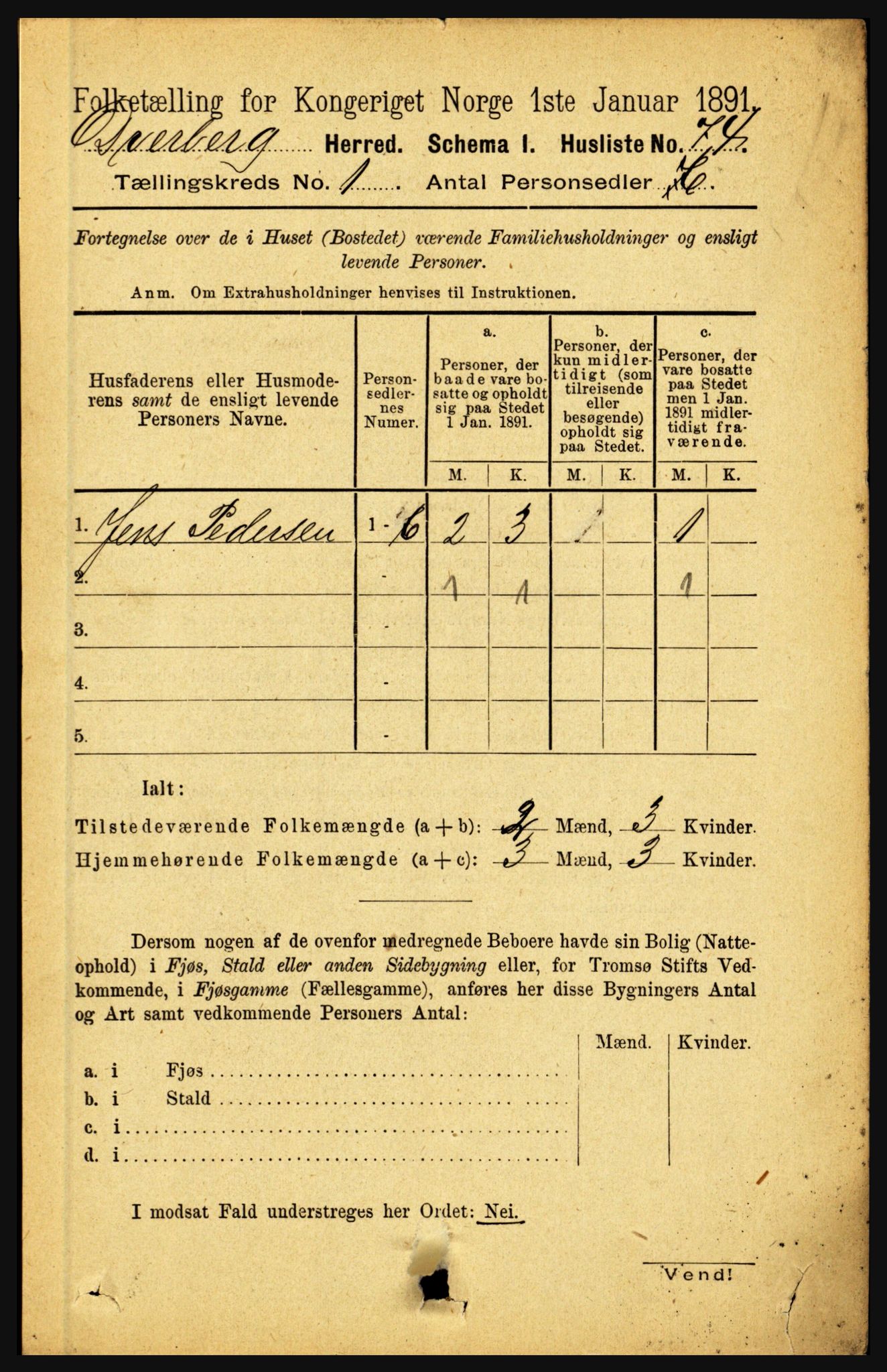 RA, 1891 census for 1872 Dverberg, 1891, p. 97