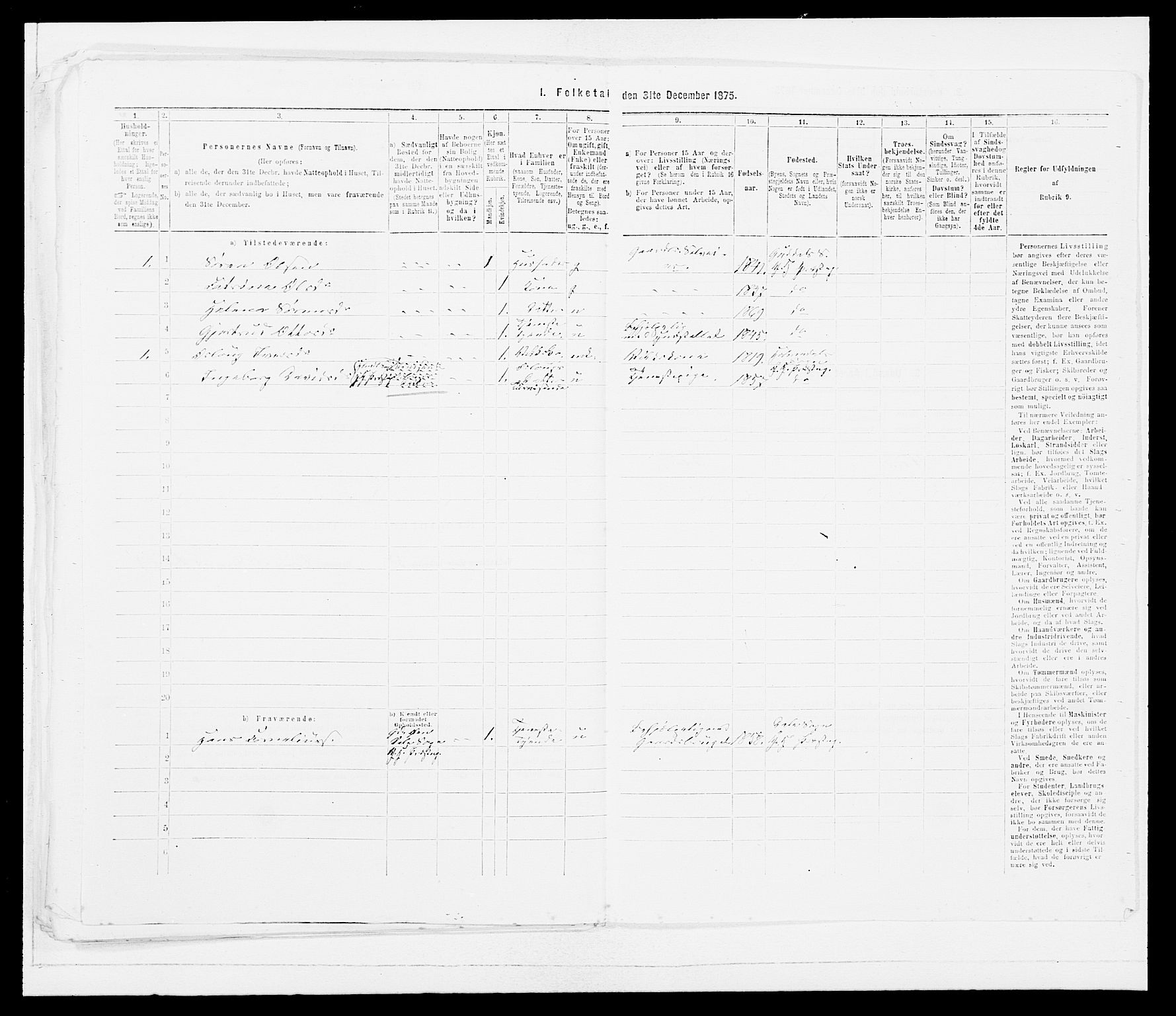 SAB, 1875 census for 1429P Ytre Holmedal, 1875, p. 267